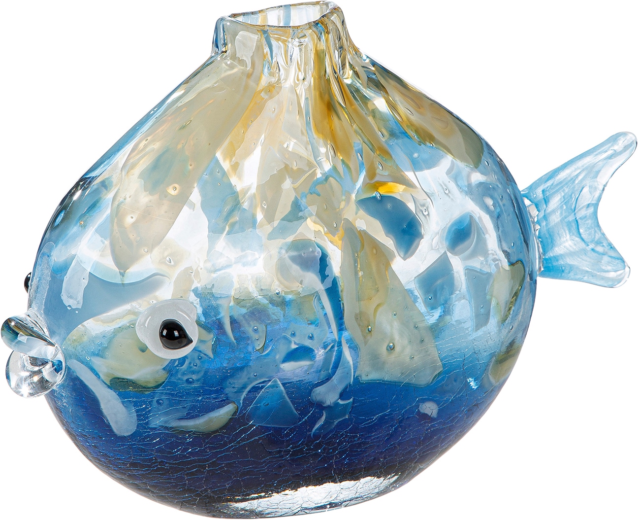 GILDE Tischvase »Vase Fisch Kandaru blau« Vase, Glas, Fischoptik, maritim, Dekoration, Geschenkidee