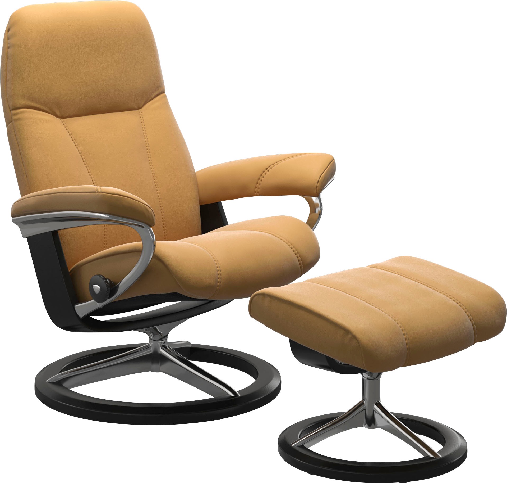 Stressless® Relaxsessel »Consul«, (Set, Relaxsessel mit Hocker), mit Hocker, mit Signature Base, Größe S, Gestell Schwarz