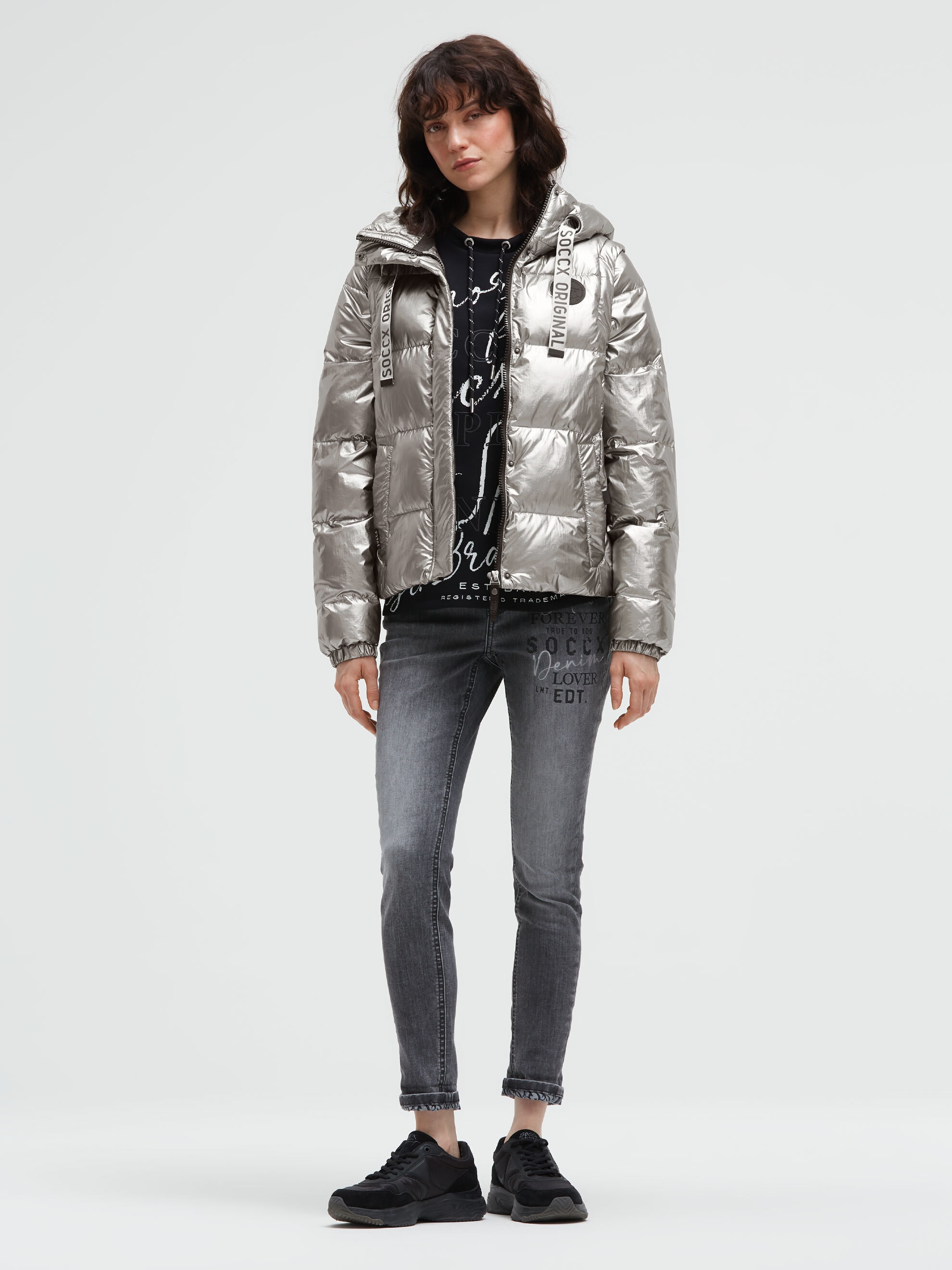 SOCCX Winterjacke mit Kapuze mit abnehmbaren Ärmeln