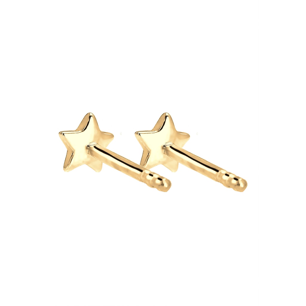 Elli Premium Paar Ohrstecker »Sterne Stern Astro Trend Star 585 Gelbgold«
