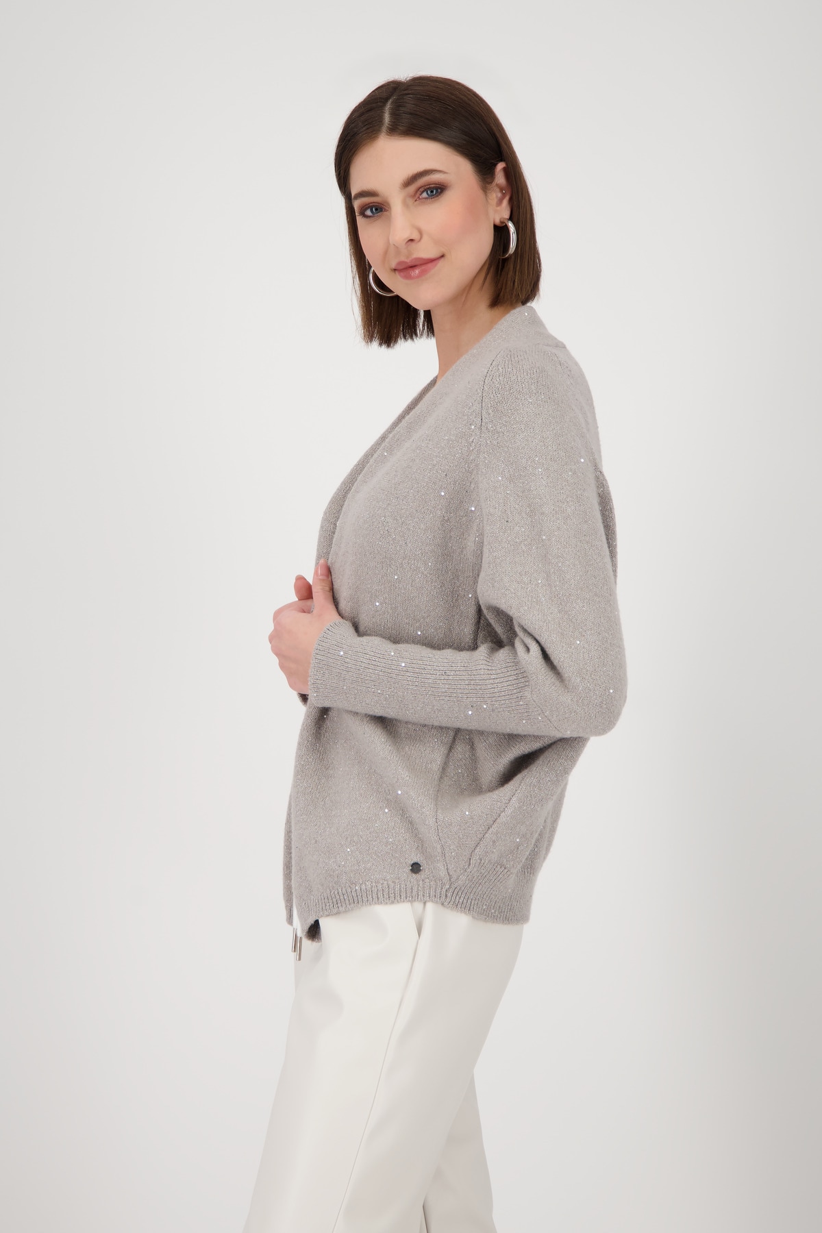 Monari Strickcape »Jacke Stricküberwurf«, Mit Rundhalsausschnitt