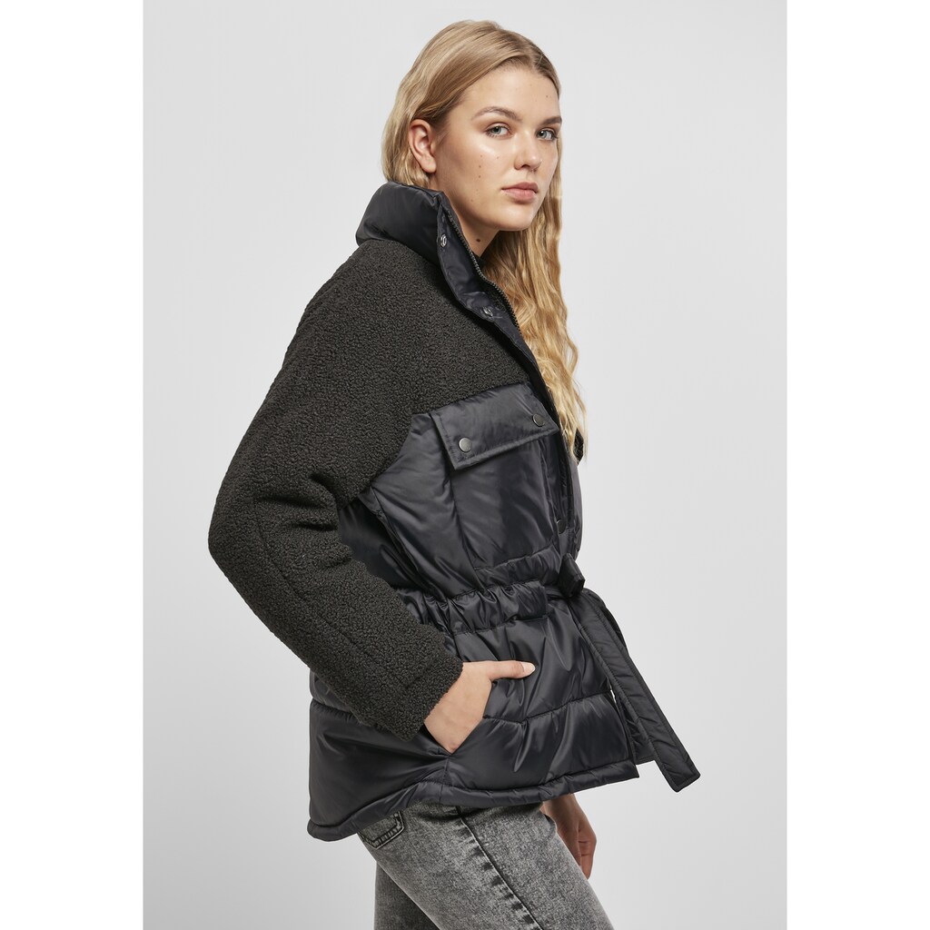 URBAN CLASSICS Winterjacke »Damen Ladies Sherpa Mix Puffer Jacket«, (1 St.), ohne Kapuze