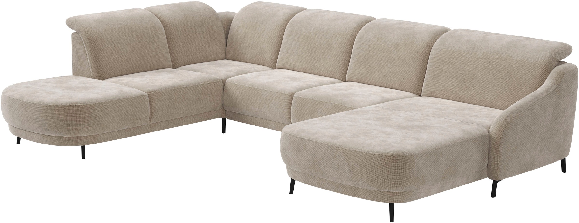 Wohnlandschaft SIT & MORE "Blues U-Form", beige, B:356cm H:93cm T:249cm, 100% Polyester, Sofas, Wohnlandschaft, inkl. Kopfteilverstellung, wahlweise mit Klapptisch und USB 8