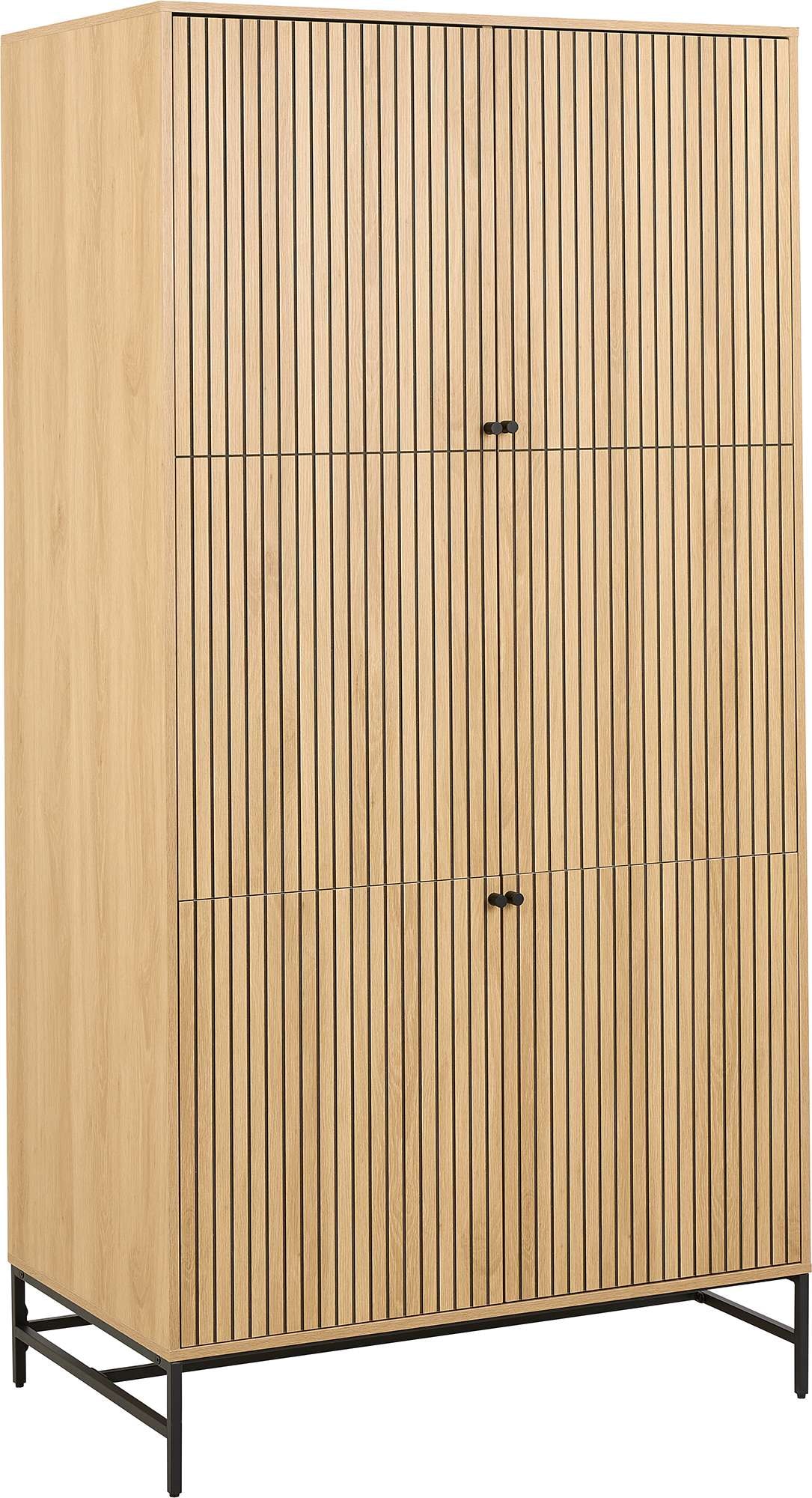 ACTONA GROUP Garderobenschrank »Albany«, Eiche-Optik, Lamellenfront, 4 Türen, 6 Einlegeböden; B: 99 cm