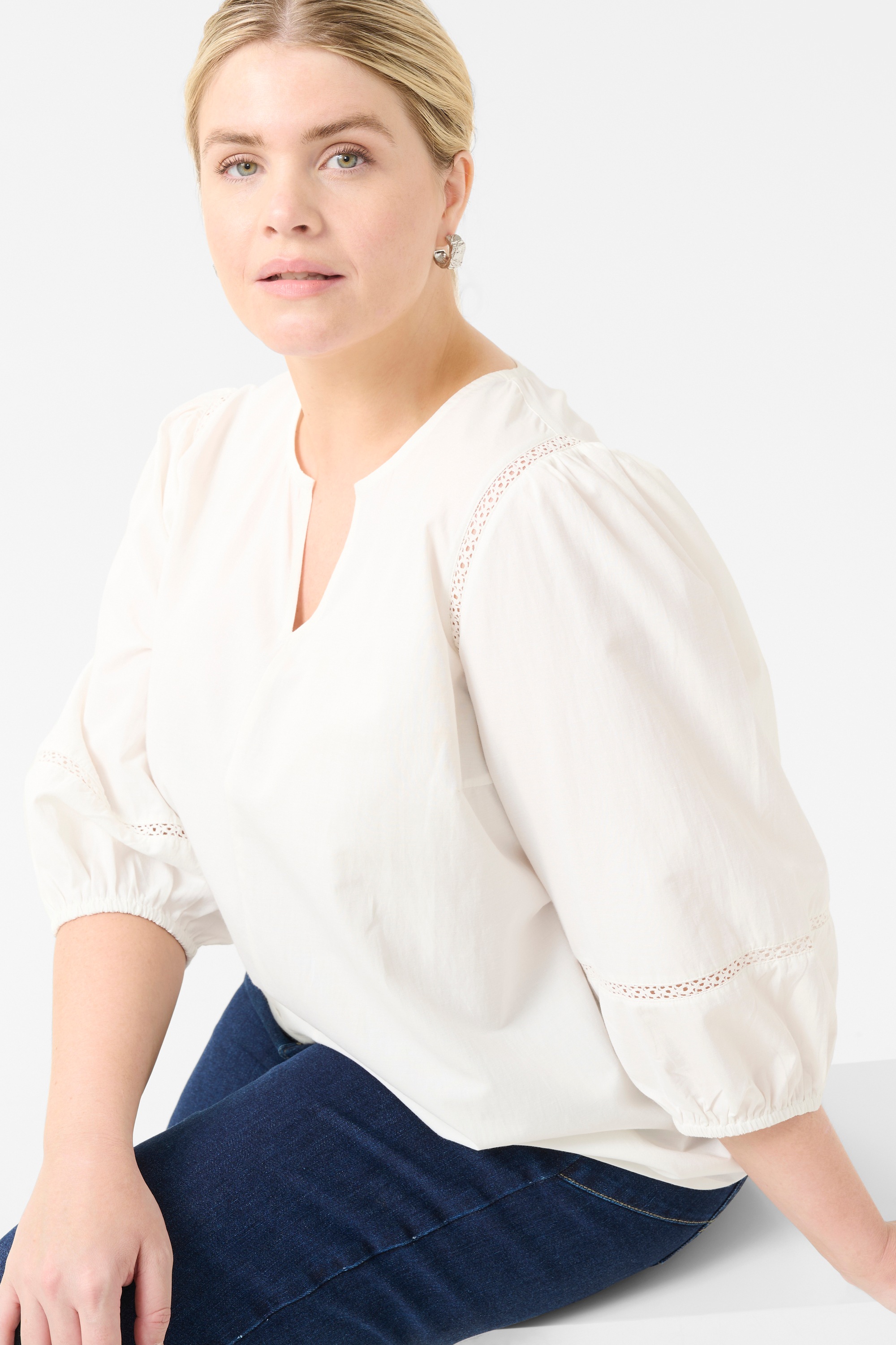 KAFFE Curve Langarmbluse »Damen Bluse langarm KClilje«