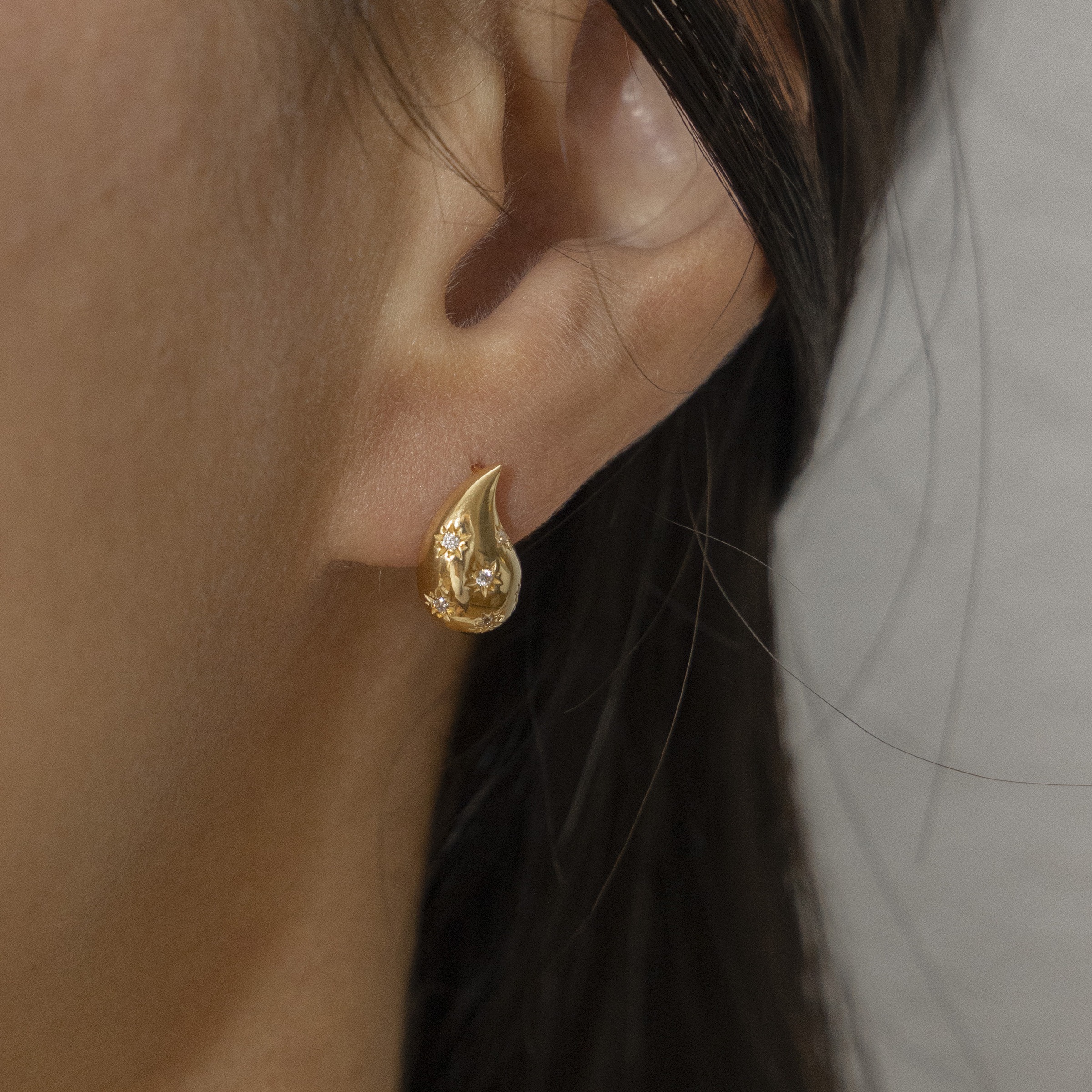 CAÏ Paar Ohrstecker »925 Silber vergoldet Tropfen Zirkonia Sterne«