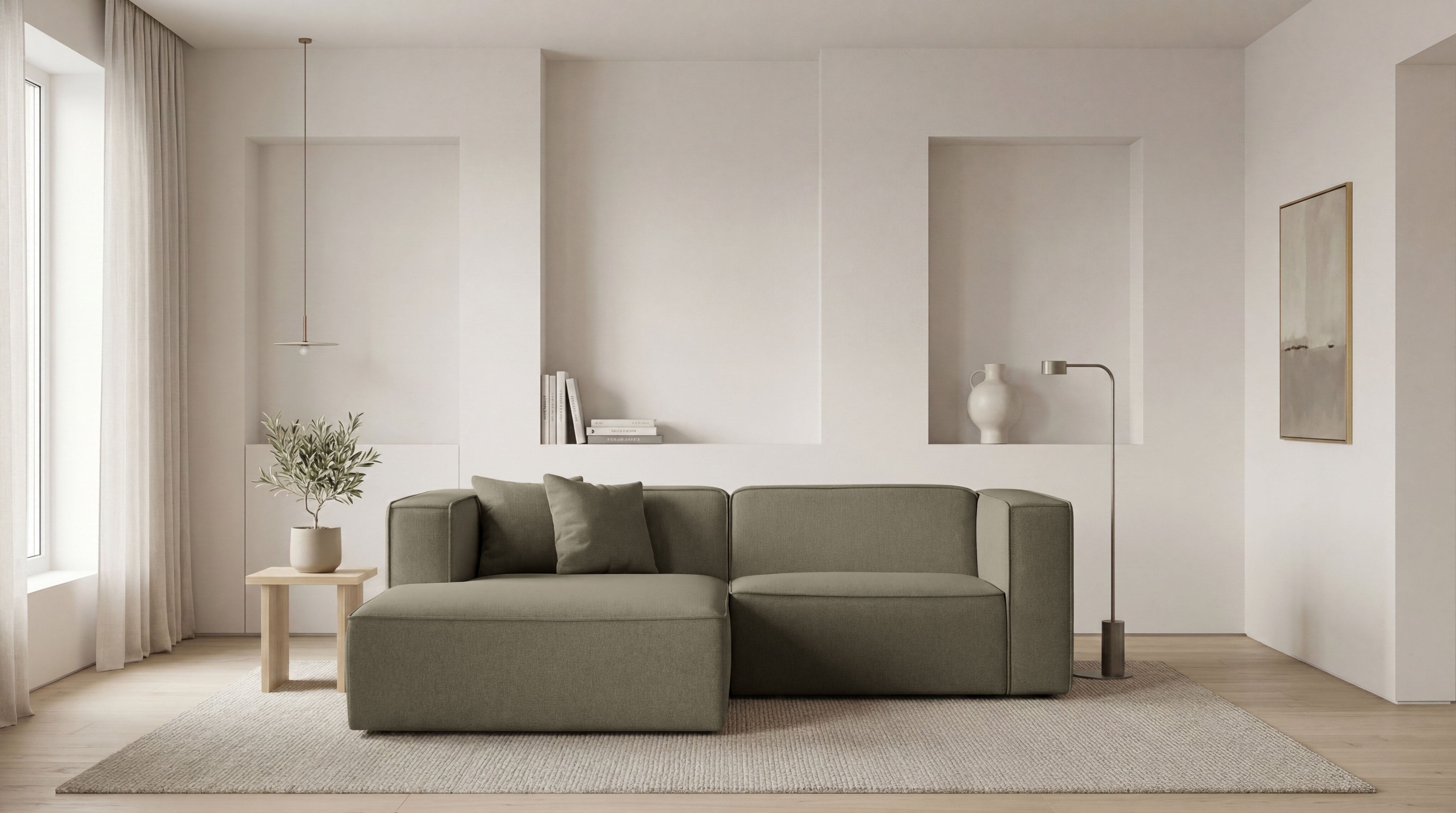 OTTO home Ecksofa "Tammie" Breite 222 cm, Webstoff fein, bodentief, mit Wellenunterfederung