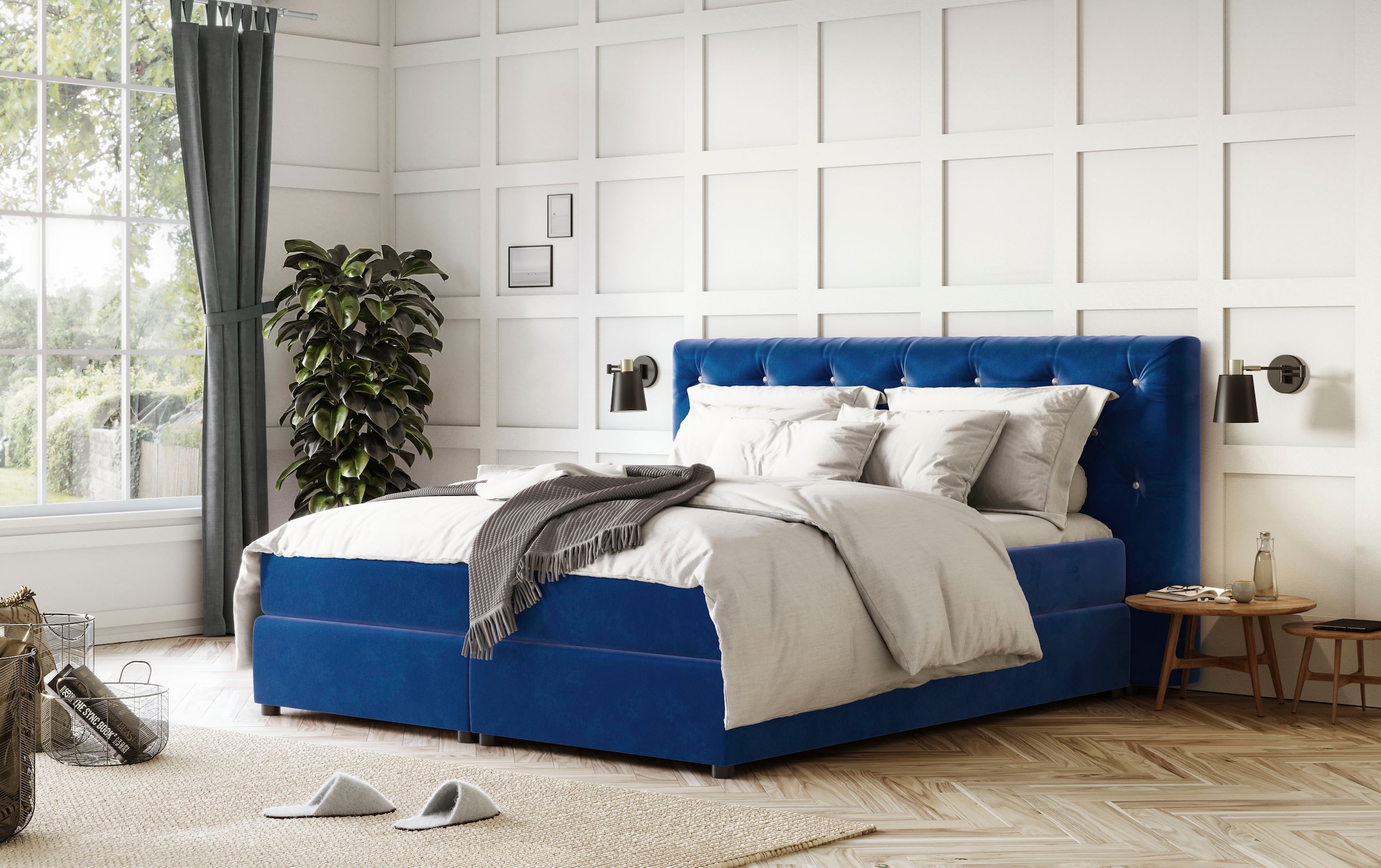 COTTA Boxspringbett »Castle«, mit Strasssteinen im Kopfteil, inkl. Topper