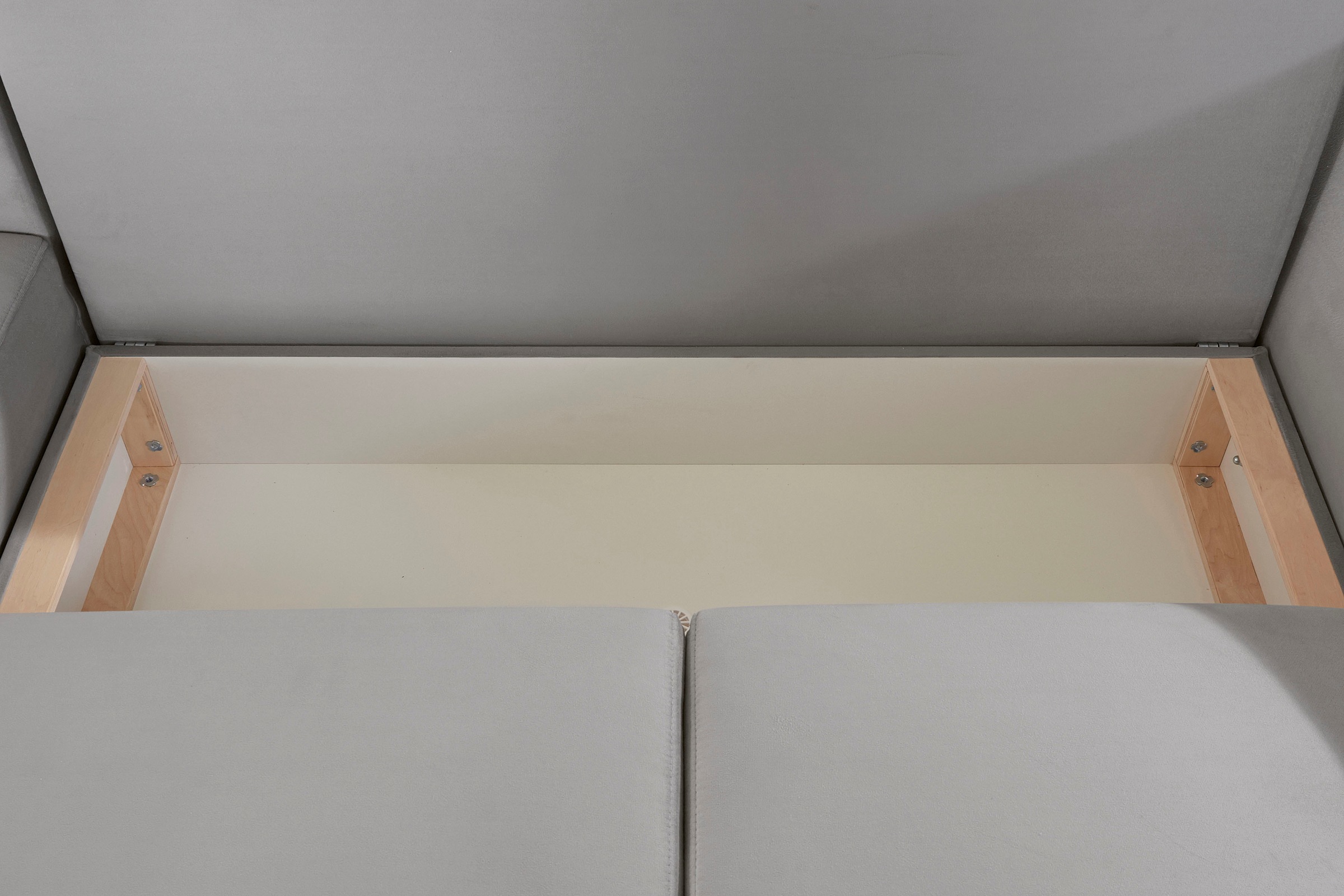 INOSIGN Ecksofa »Asra L-Form«, incl. Bettfunktion und Bettkasten, Seitentasche im Armteil, Federkern