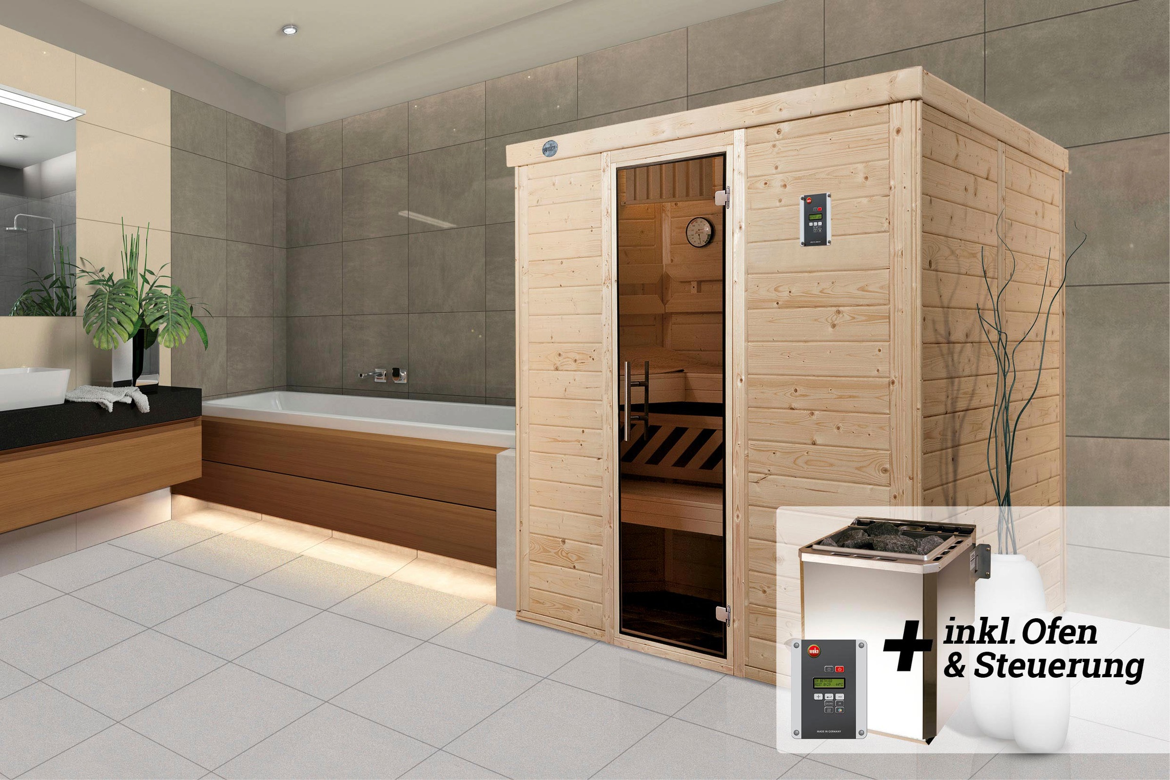 weka Sauna »Kemi«, 7,5 kW Bio-Ofen mit digitaler Steuerung