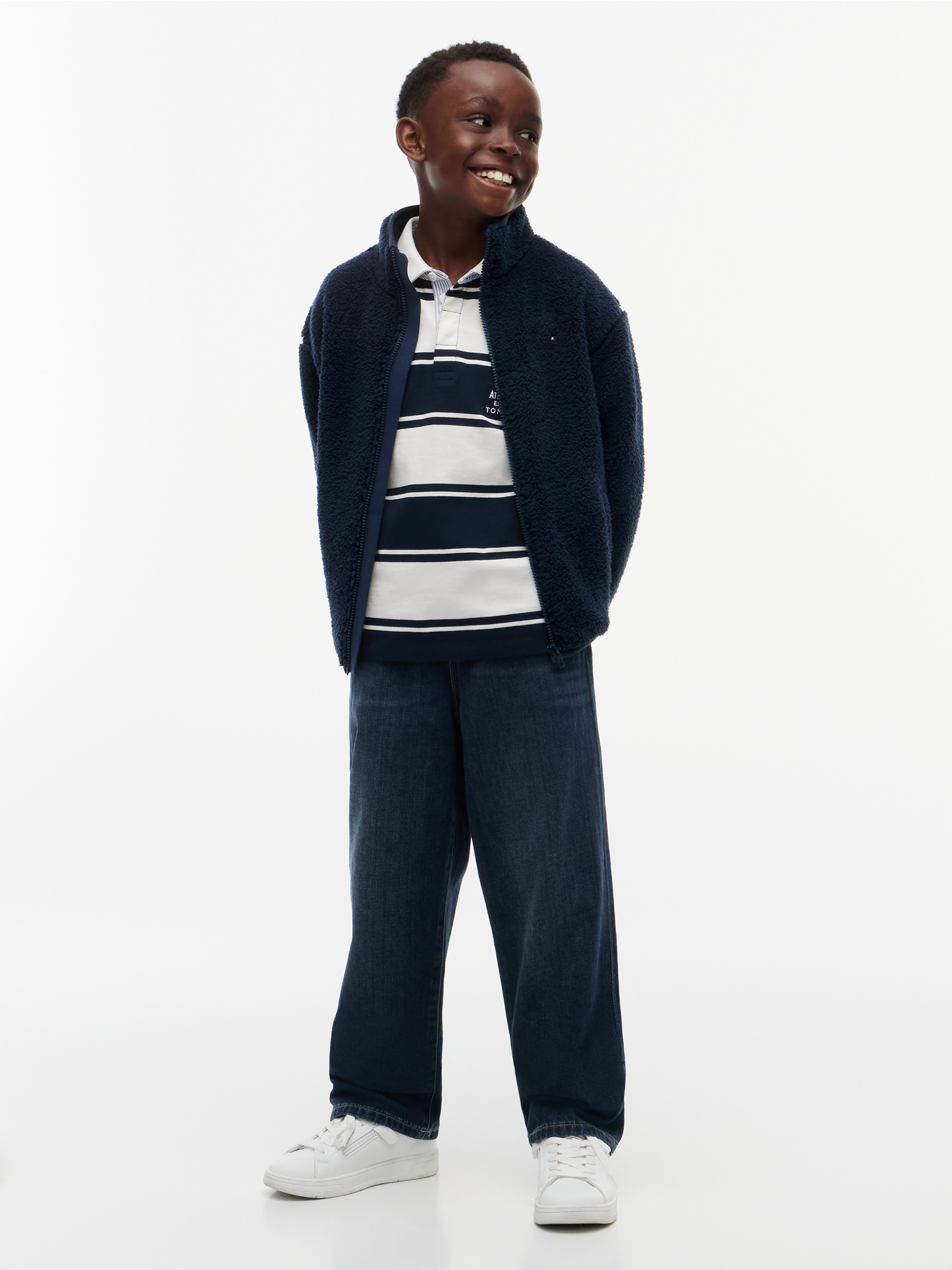 Tommy Hilfiger Plüschjacke ohne Kapuze Regular Fit, Plüsch-Qualität, Kinder bis 16 Jahre