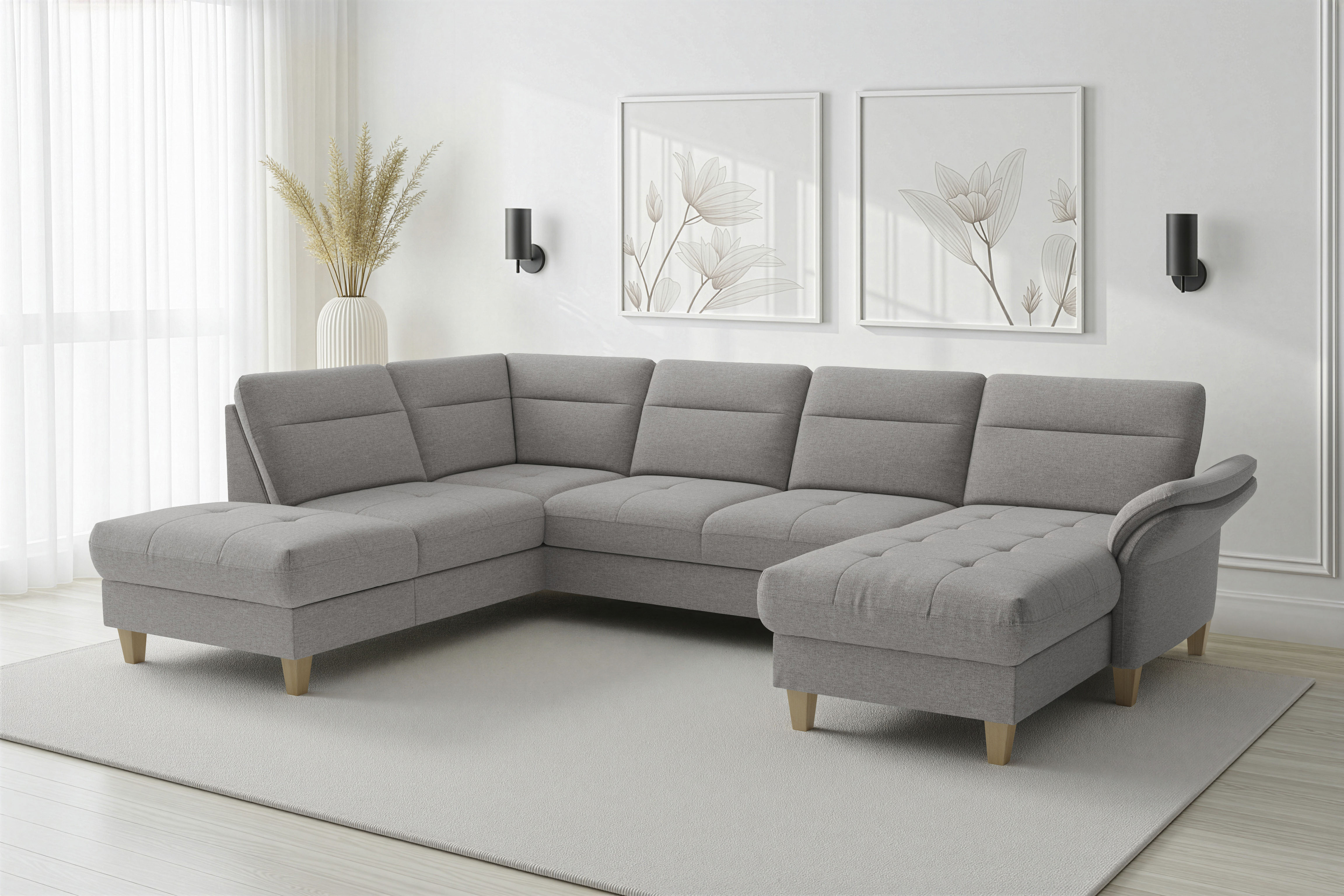 sit&more "Pamela U-Form, B: 292 cm, optional Schlaffunktion & Bettkasten" mit Federkern