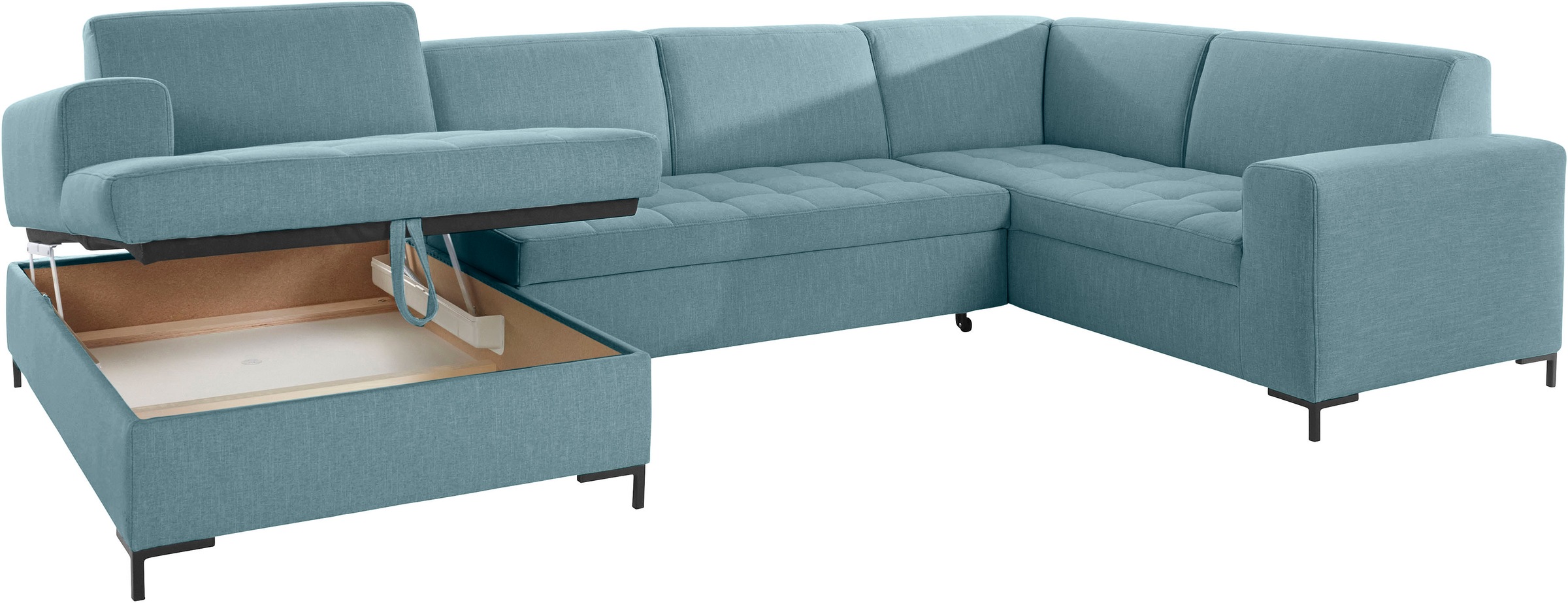 OTTO products Wohnlandschaft »Grazzo U-Form«, hochwertige Stoffe aus recyceltem Material, Steppung im Sitzbereich