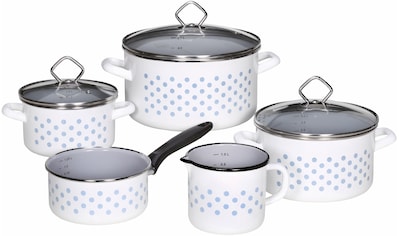 Topf-Set »Dresden«, Emaille, (Set, 10 tlg., je 1 Fleischtopf 16/20/24 cm, 1 Stieltopf...