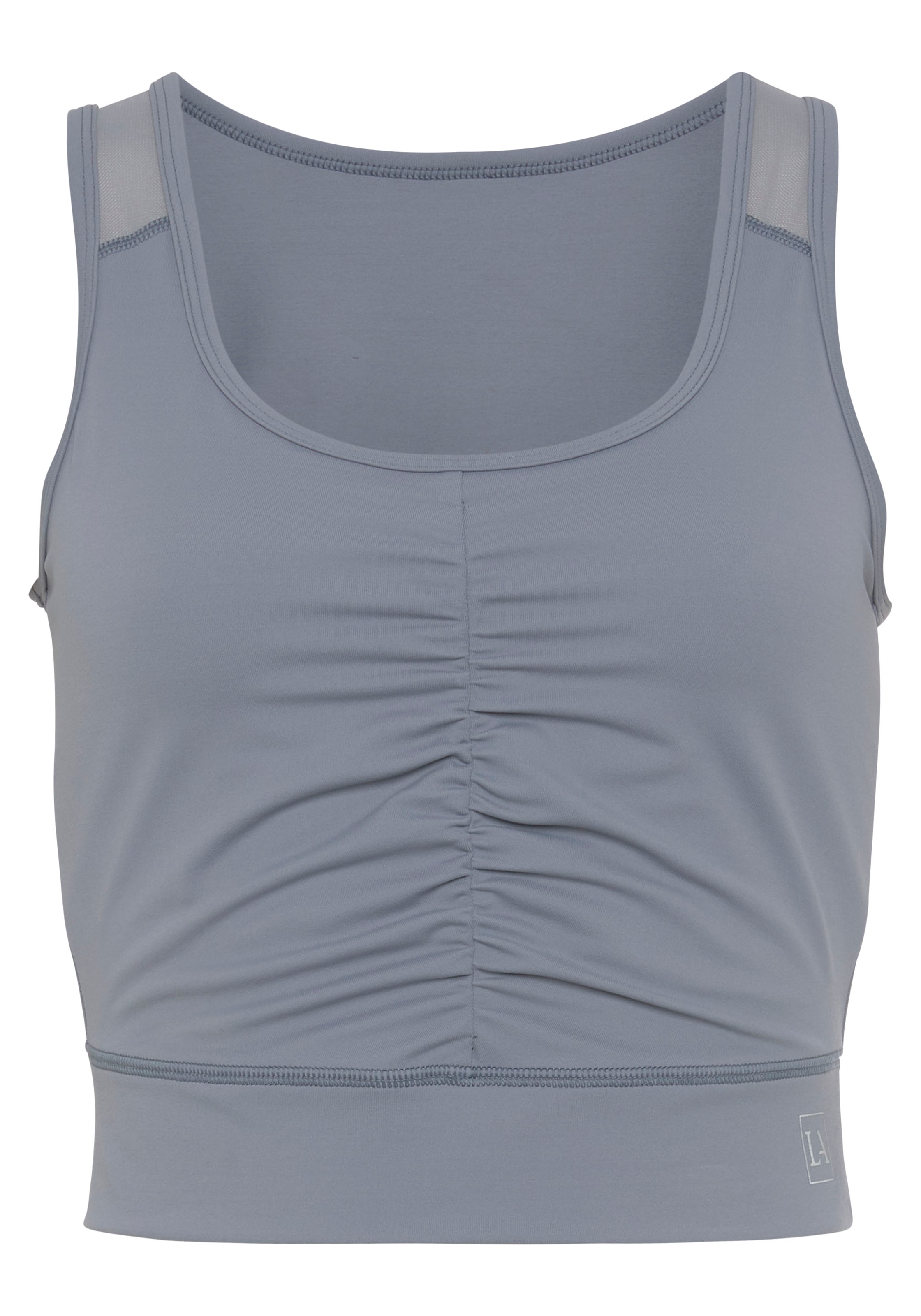 LASCANA ACTIVE Crop-Top »-Sport Top«, mit Raffung und Mesheinsätze