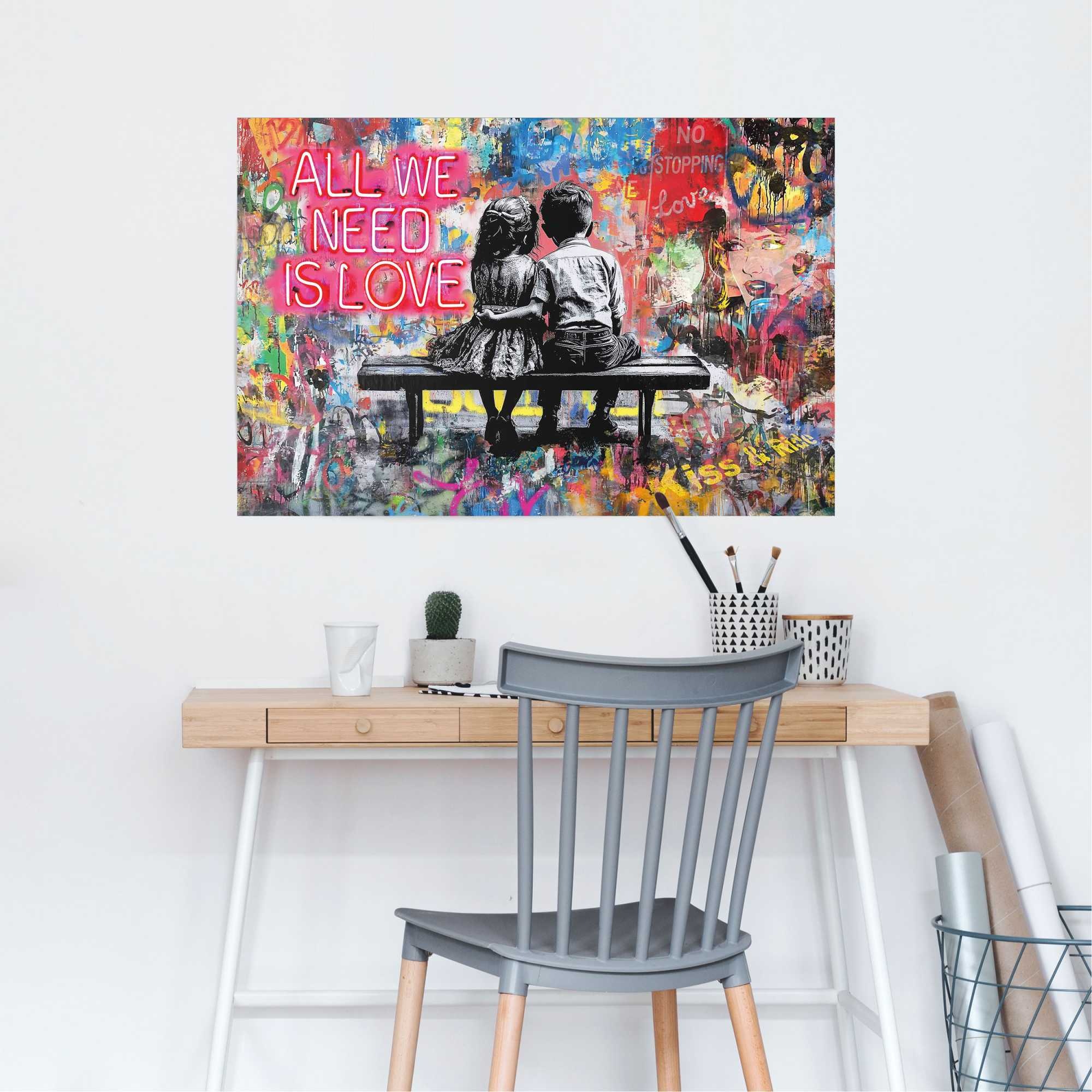 Reinders! Poster »Love is All We Need«, Wohnzimmer - Mehrfarbig - 150 gr. Papier - Street Art - 91,5x61 cm