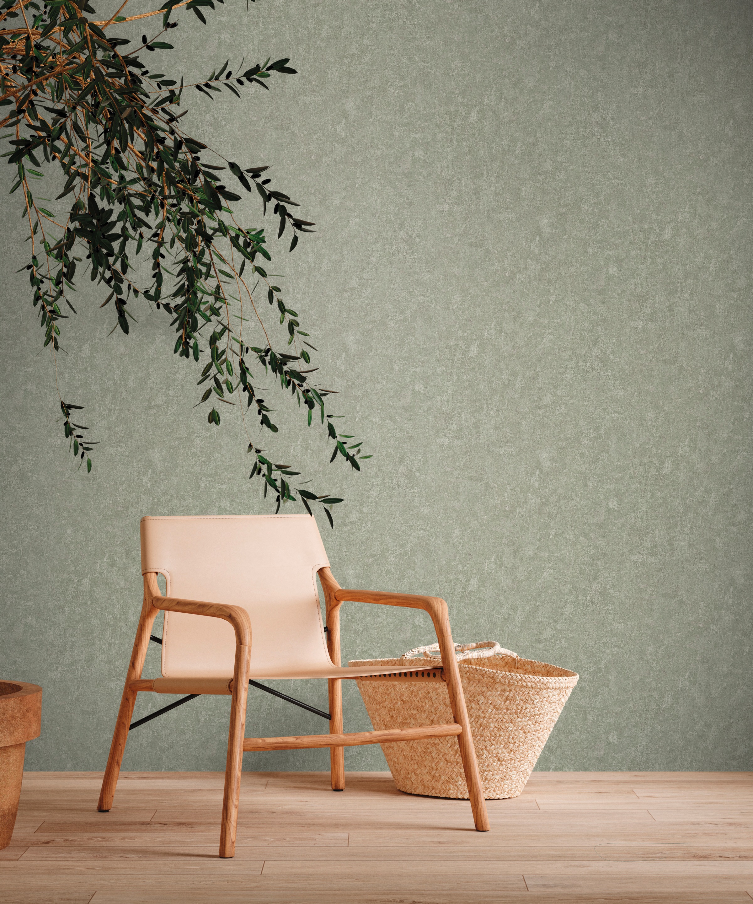 A.S. Création Vliestapete "Natural Living Putzoptik" Gemustert Matt Neutral Leicht Strukturiert Strukturtapete Pvc-Frei, Skandinavisch, Flur