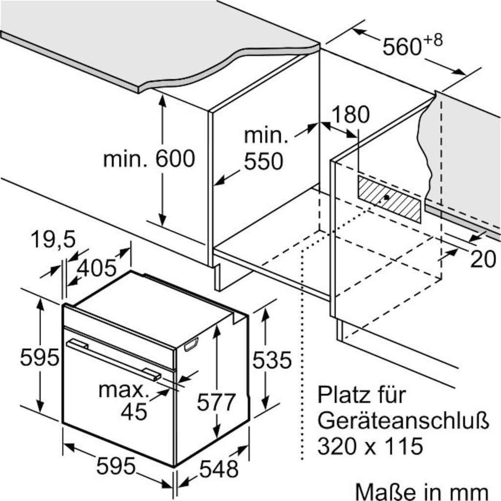 BOSCH Pyrolyse Backofen »HBG675BS1«, Serie 8, mit Teleskopauszug nachrüstbar, Pyrolyse-Selbstreinigung, mit AutoPilot