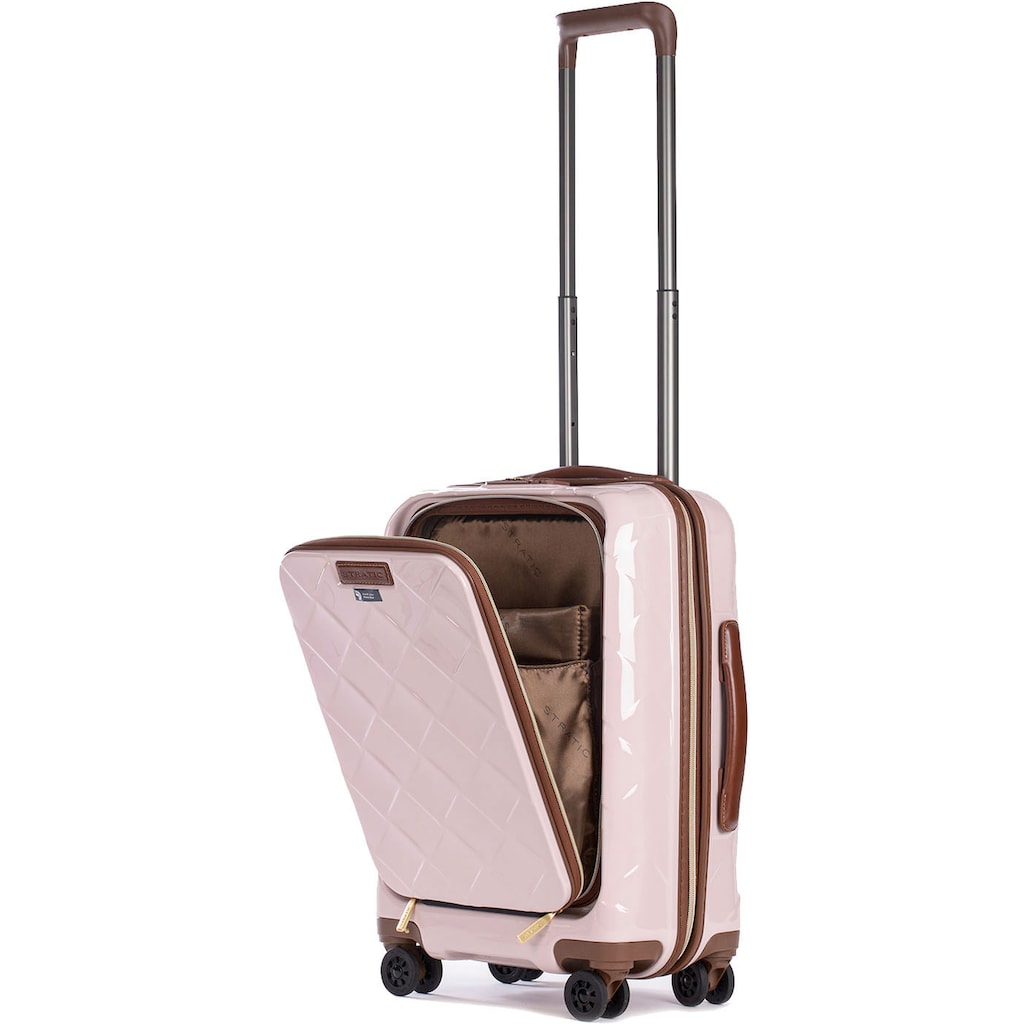 Stratic Hartschalen-Trolley »Leather&More S mit Vortasche, rose«, 4 Rollen