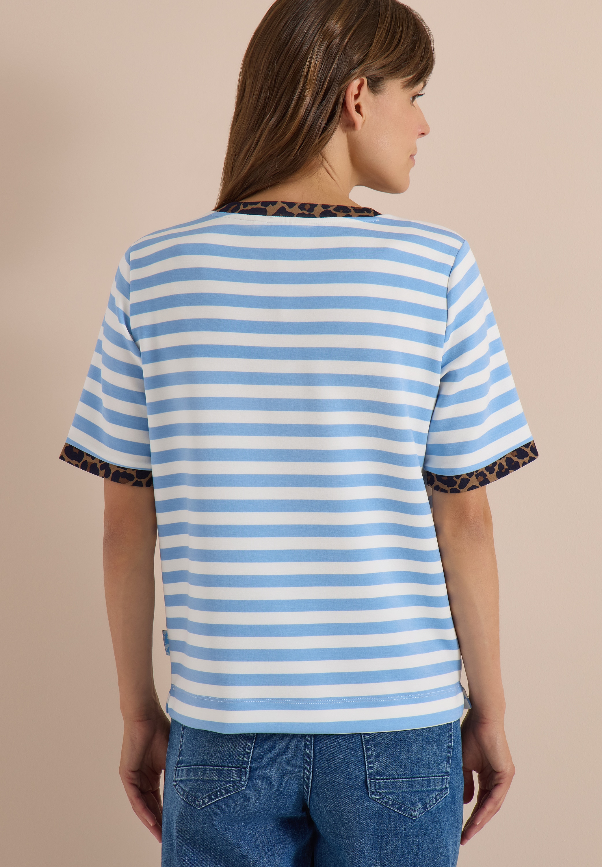 Cecil T-Shirt mit Animal-Print Details, Softer Viskosemix, Rundhals