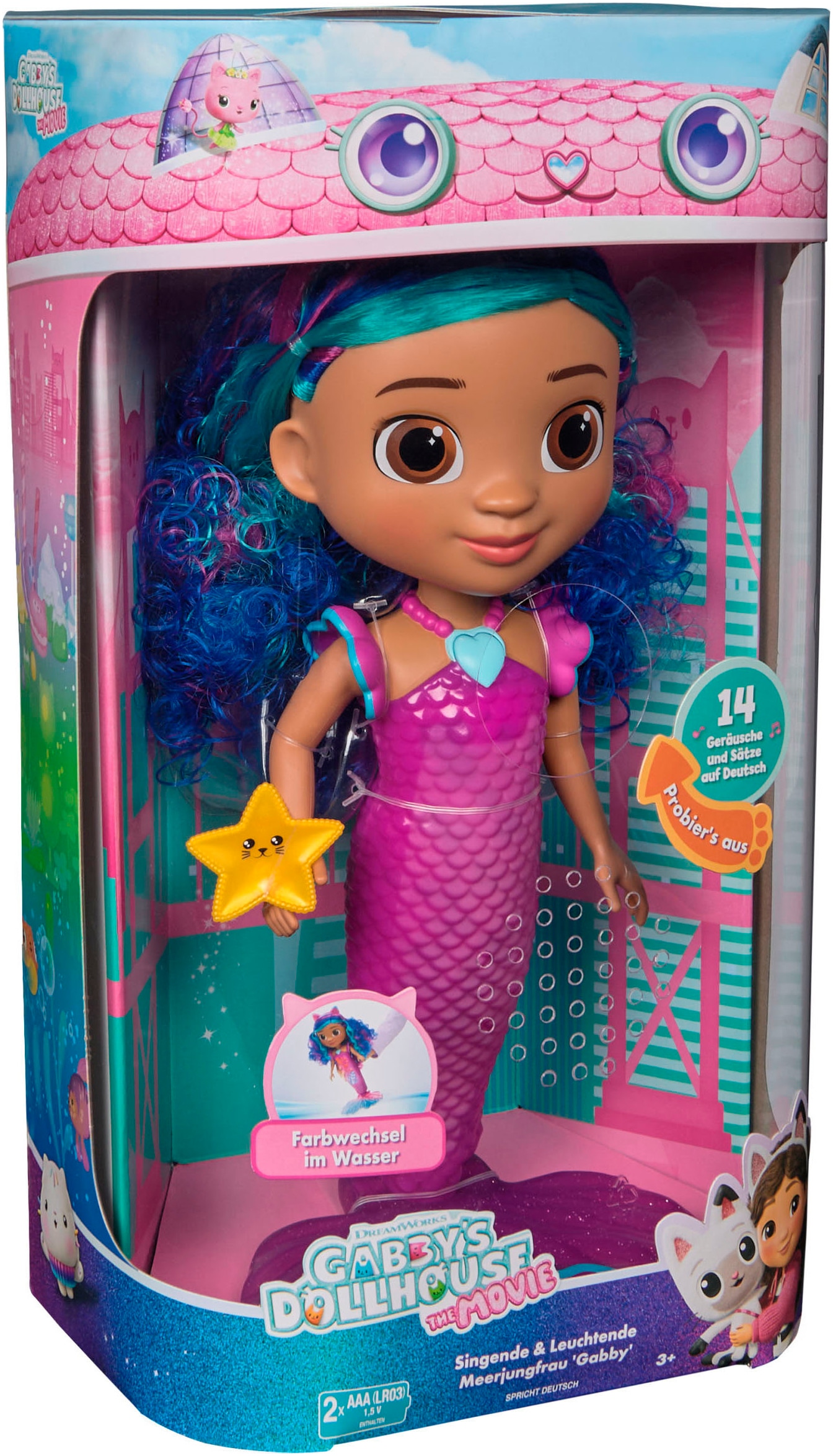 Spin Master Meerjungfrauenpuppe »Gabby’s Dollhouse: Der Film – Sing & Shine Meerjungfrau Gabby«, mit Licht und Sound