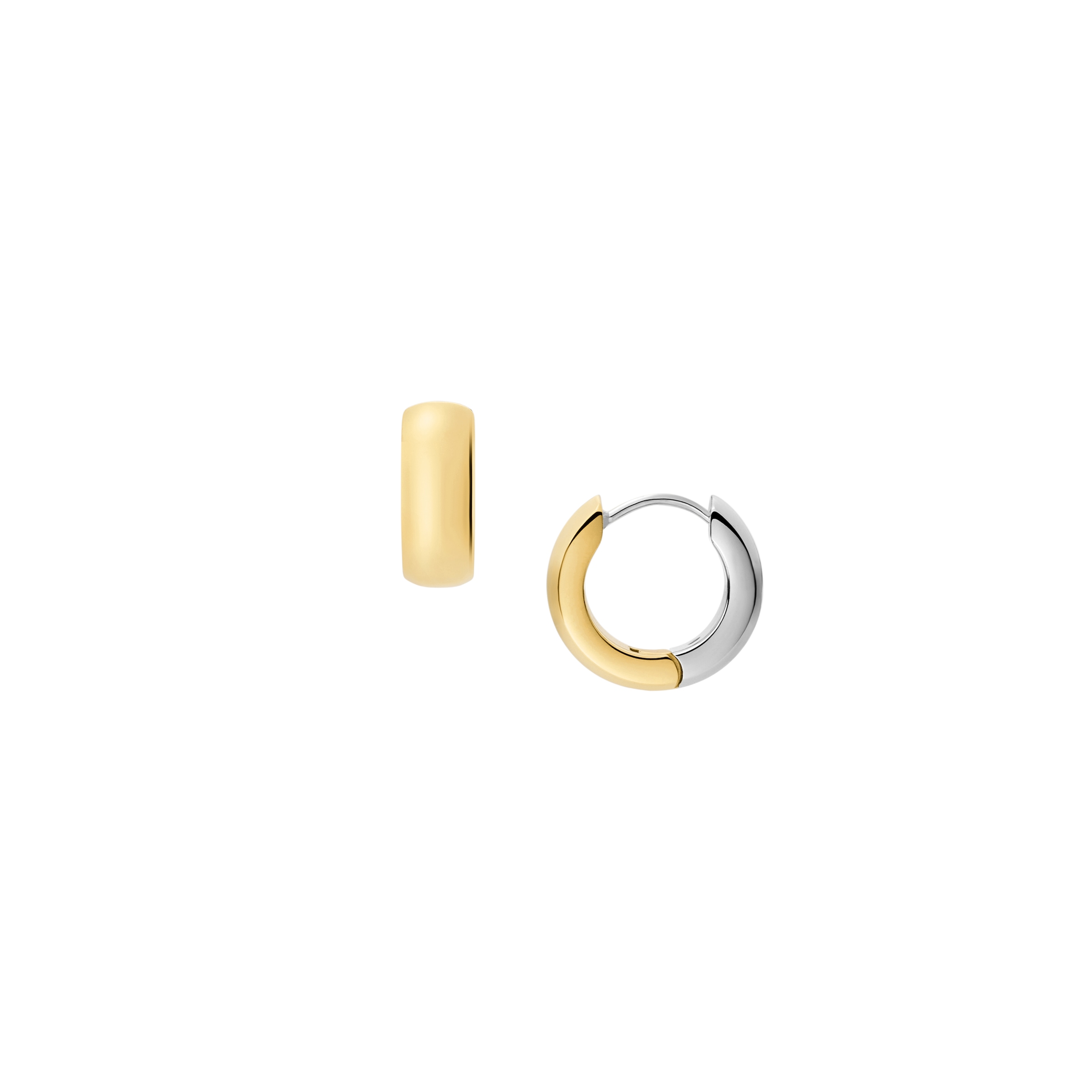 Paar Creolen FOSSIL "Schmuck Geschenk Edelstahl ELLIS", gold (gelbgoldfarben, edelstahlfarben), Ohrringe, Damen, 15mm, Edelstahl 5