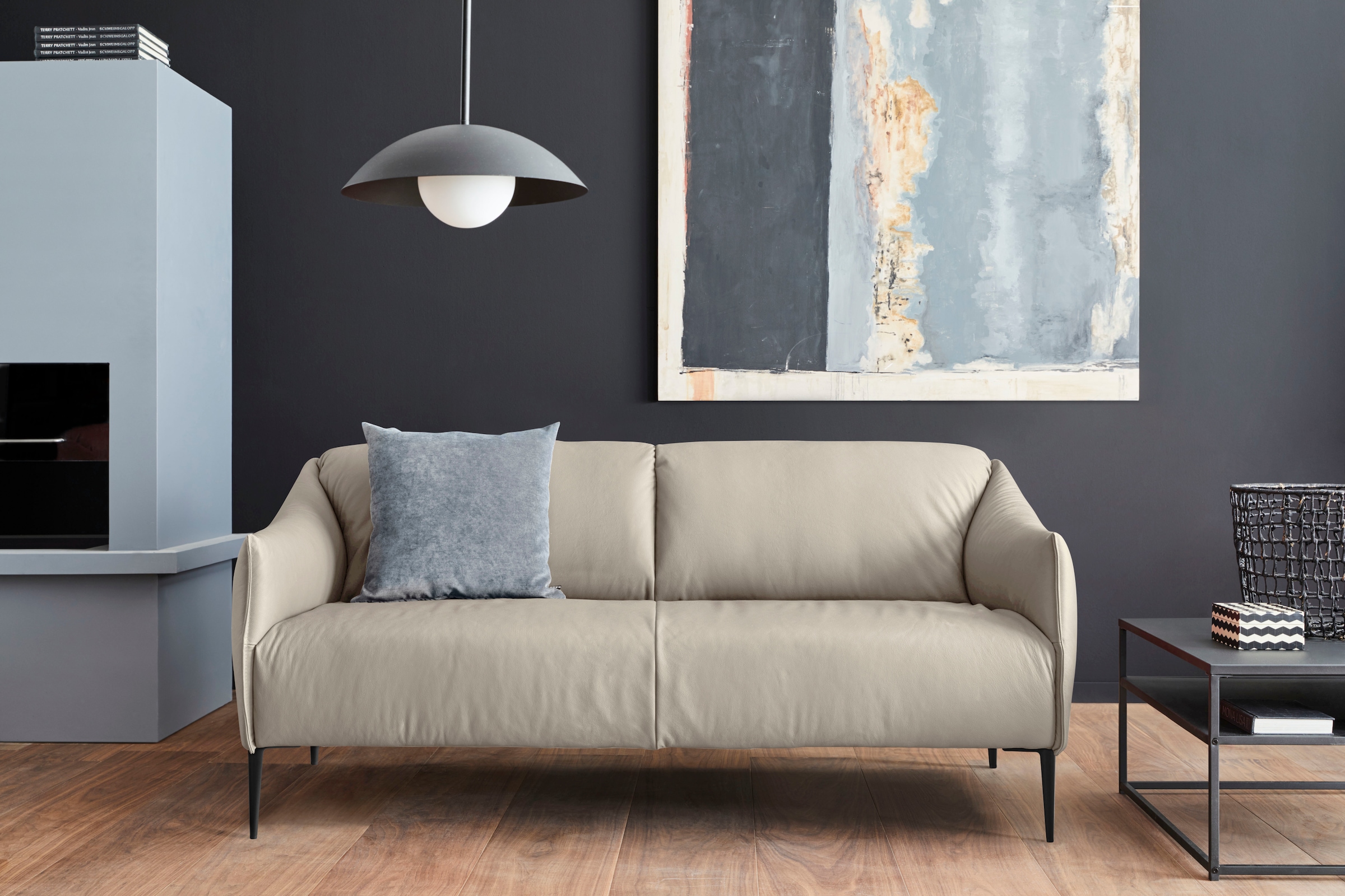 W.SCHILLIG 2,5-Sitzer "sally Design-Sofa, Loungesofa, bequem, schmale Armlehnen, Breite 194cm" mit Metallfüßen in Schwarz pulverbeschichtet, Breite 194 cm