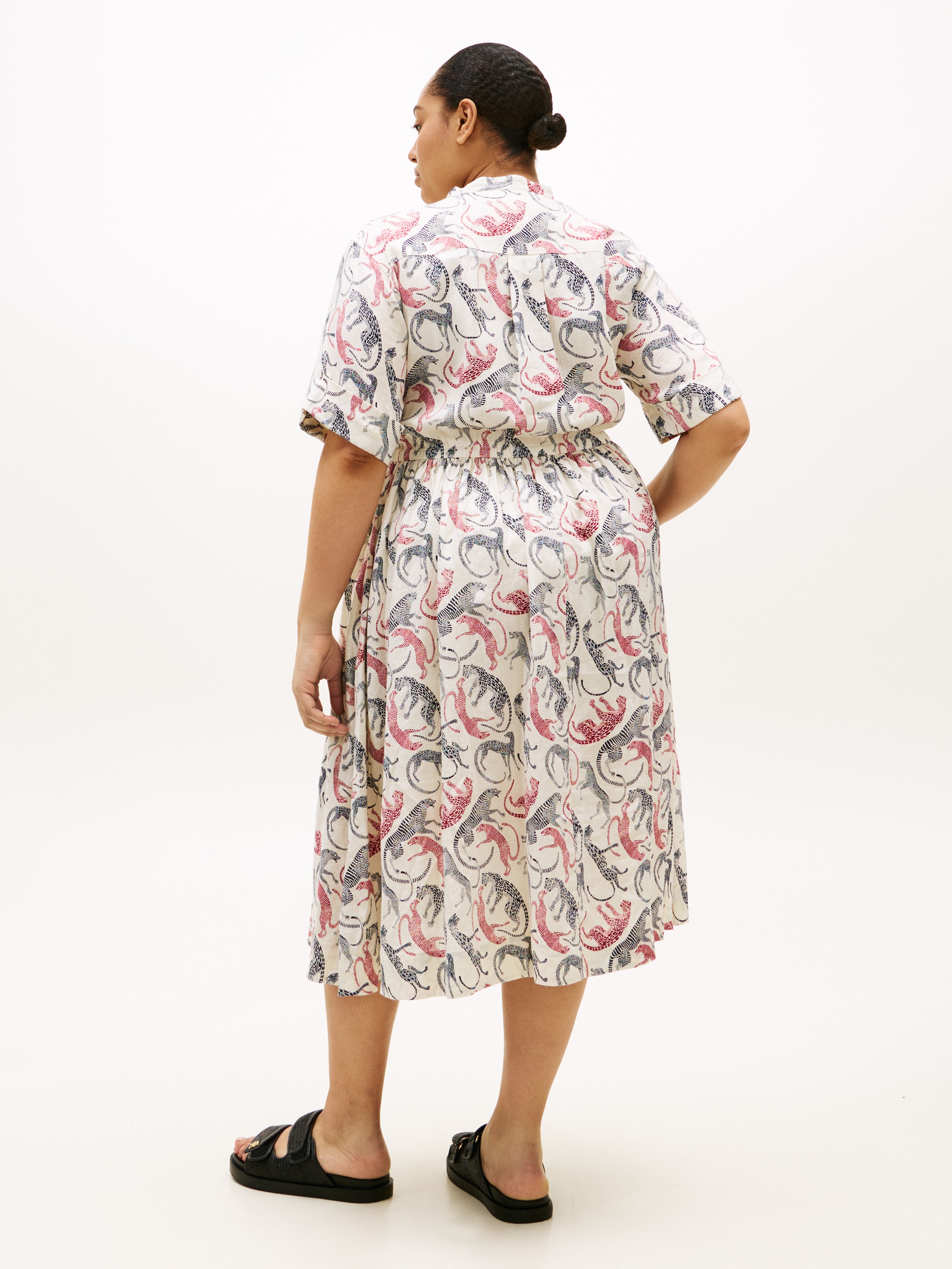 Tommy Hilfiger Curve Midikleid »CRV LINEN MIDI SHIRT DRESS SS« in großen Größen, Taille mit Bindeband