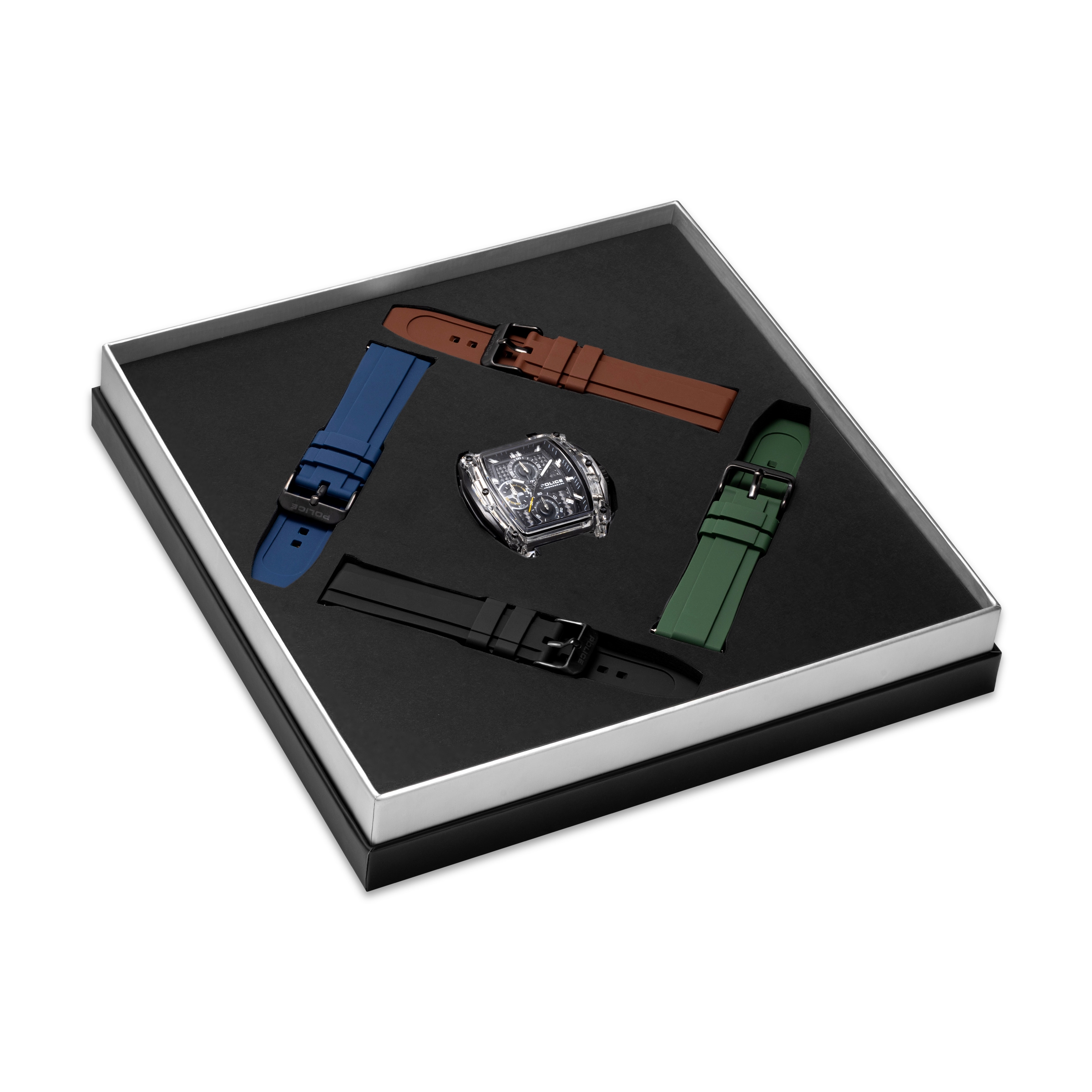 Police Chronograph »Clout Tank« Quarzuhr, Armbanduhr, Herrenuhr, Silikonarmband