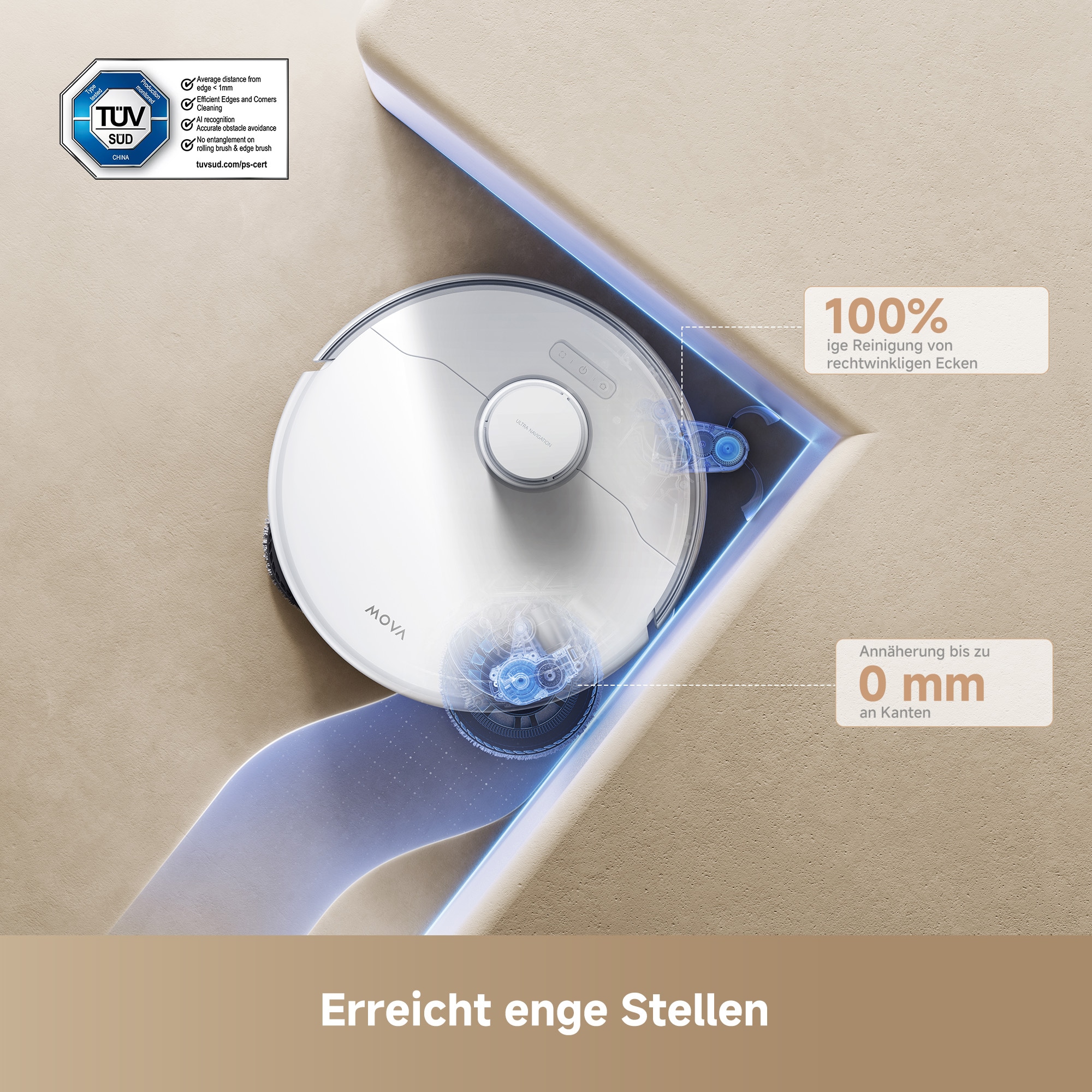 Dreame Saugroboter »Mova P50 Ultra, mit Wischfunktion«, 19000Pa Saugkraft, Vollautomatische Basisstation, Reinigung bei 75° C
