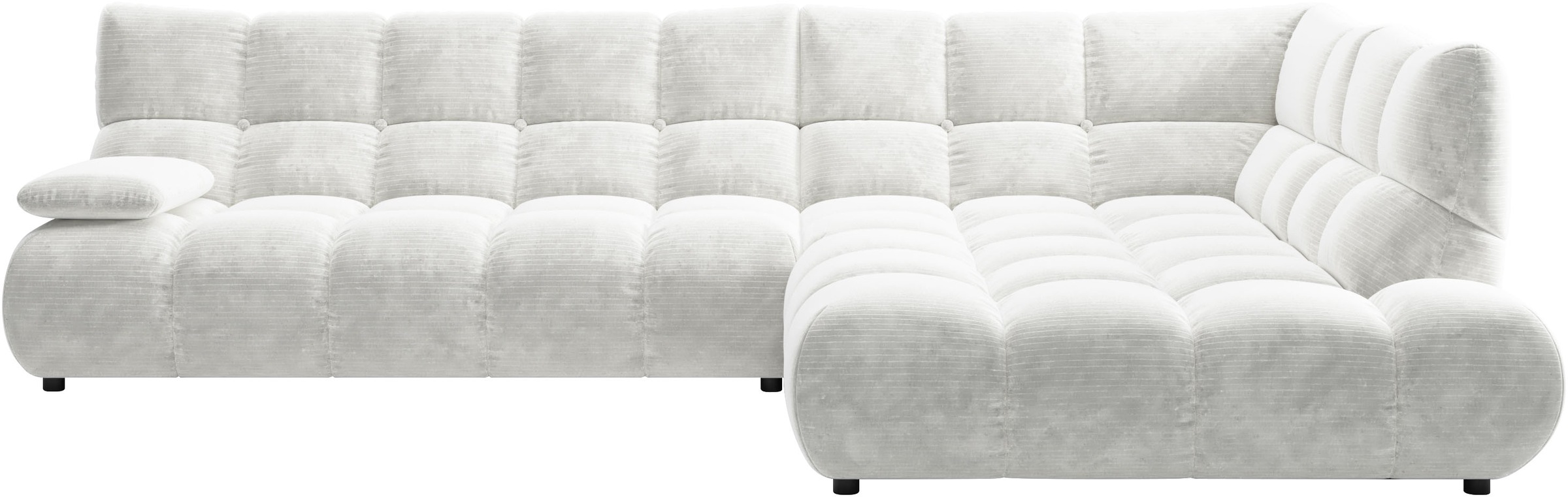 Home affaire Ecksofa "Cozy Bubble, mit klappbarer Armlehne, Breite 324 cm" mit eleganter Steppung, Rundumbezug & weicher Polsterung