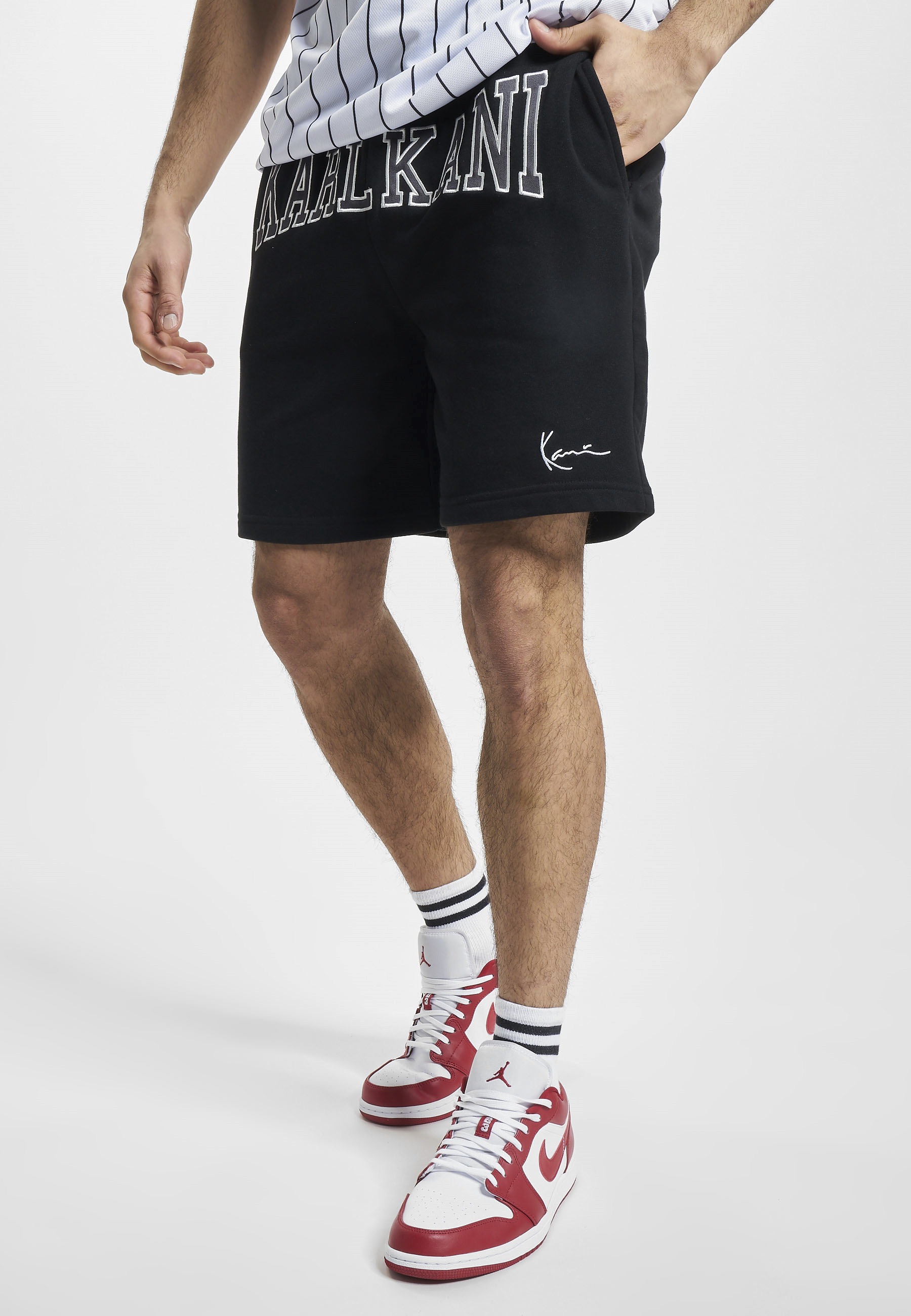 Sweatshorts KARL KANI "Karl Kani Herren KM232-006-2 KK College Signature Sweatshorts", Herren, Gr. XL, US-Größen, schwarz, 80% Baumwolle, 20% Polyester, normal, Hosen Sweatshorts 2