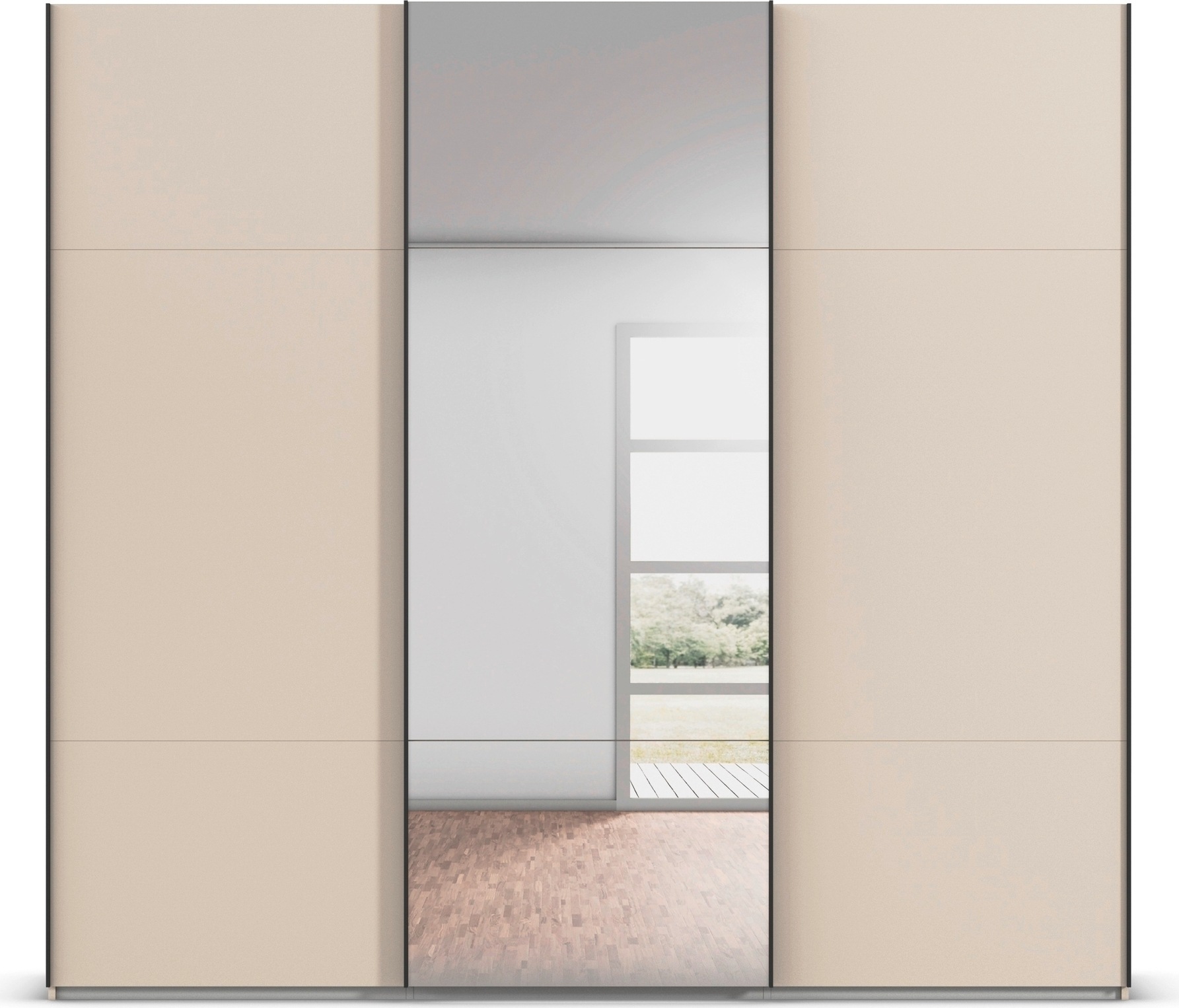rauch Schwebetürenschrank »Kleiderschrank Schrank Garderobe Schlafzimmerschrank CONTIDO«, (in 3 verschiedenen Ausstattungen BASIC/CLASSIC/PREMIUM), aus hochwertigem Material in 6 Breiten 2 Griff-Farben MADE IN GERMANY