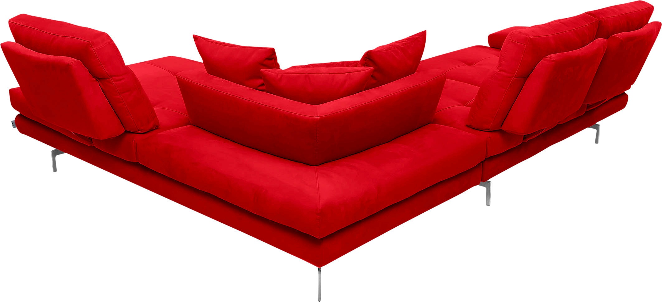 CALIA ITALIA Ecksofa »Toby Wing, L-Form, Designsofa mit sensationellem Sitzkomfort«, Sitztiefenverstell.,wahlw. mit Kissen-Set, Füße chrom glänzend