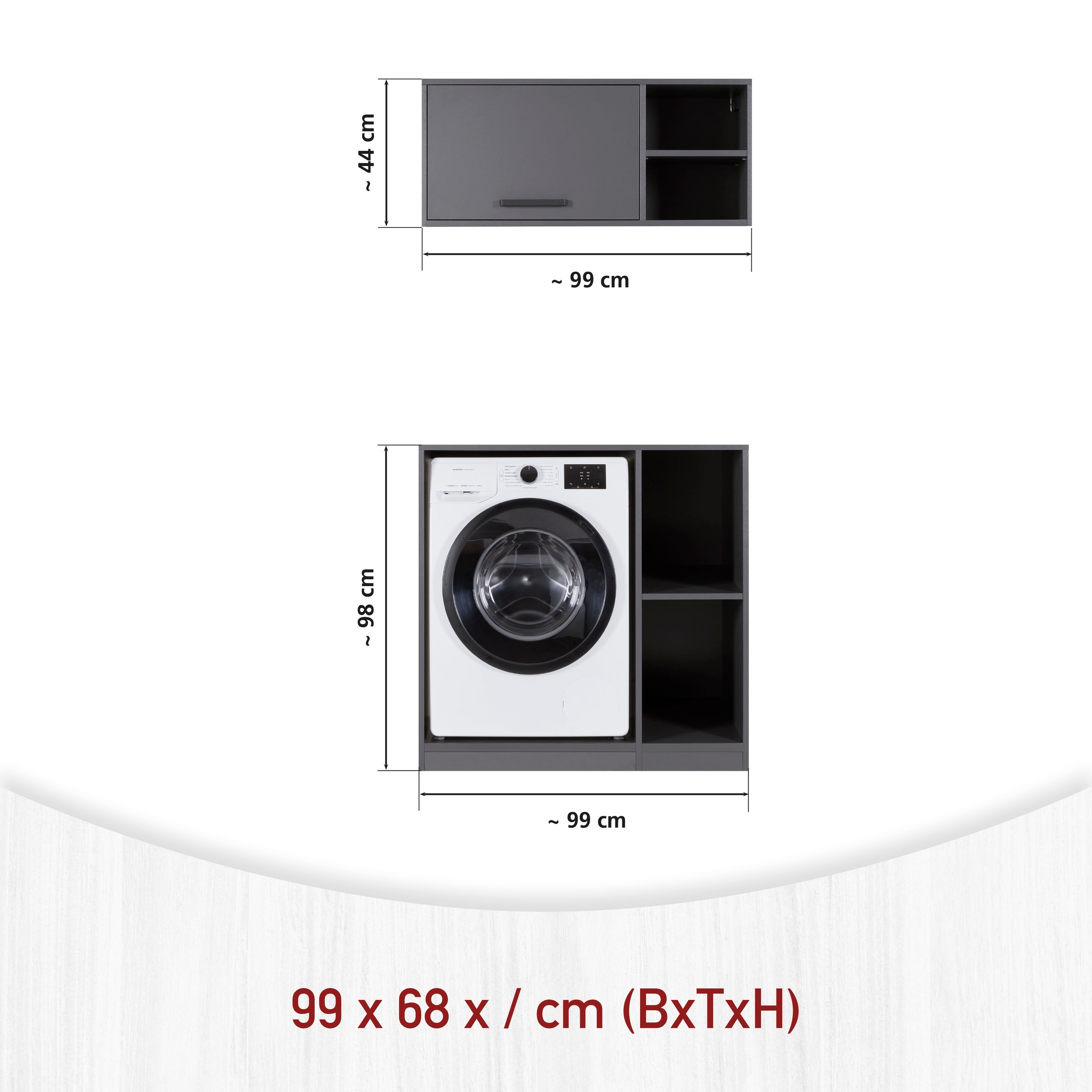 Inter Link Mehrzweckschrank-Set »Norela, Platzsparendes Waschmaschinen-Set mit Tisch & Hängeschrank« 2 Stk. tlg.