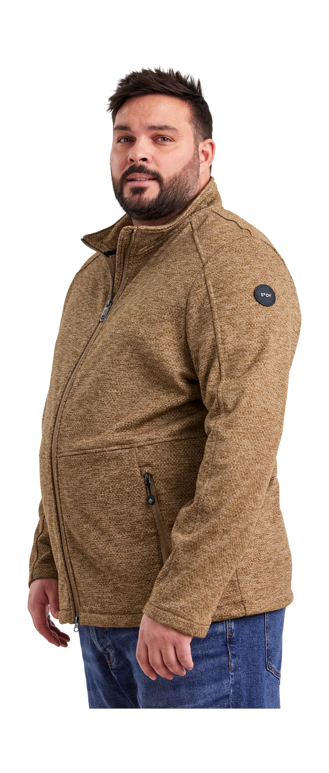 STOY Fleecejacke »STS 6 MN KNTFLC JCKT«, Leichte Strickfleecejacke mit 4-Wege-Stretch und 2-Wege-Reißverschluss