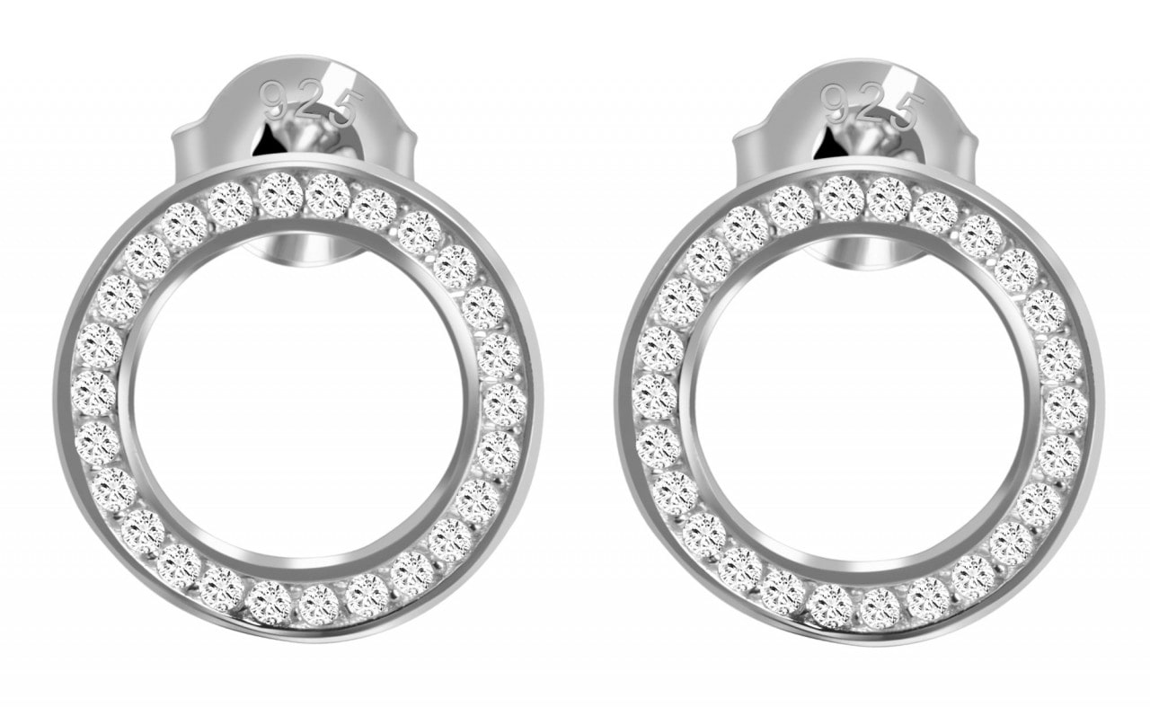 Adelia´s Paar Ohrhänger »Damen Ohrstecker aus 925 Sterling Silber und Zirkonia Ø 11 mm«