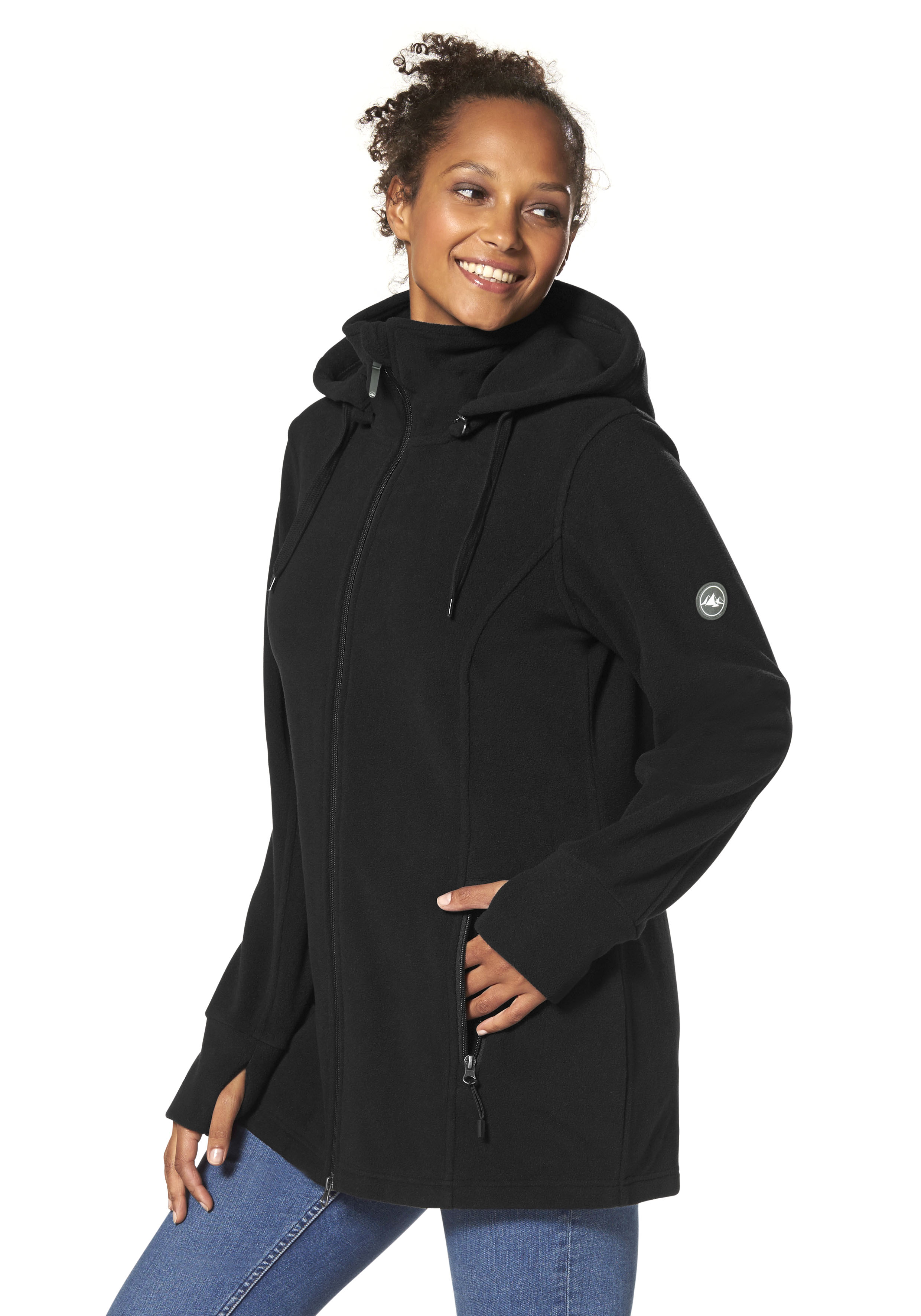 Polarino Fleecejacke "Große Größen" mit Kapuze für kalte Tage, aus Fleece, sportlicher Stil, atmungsaktiv