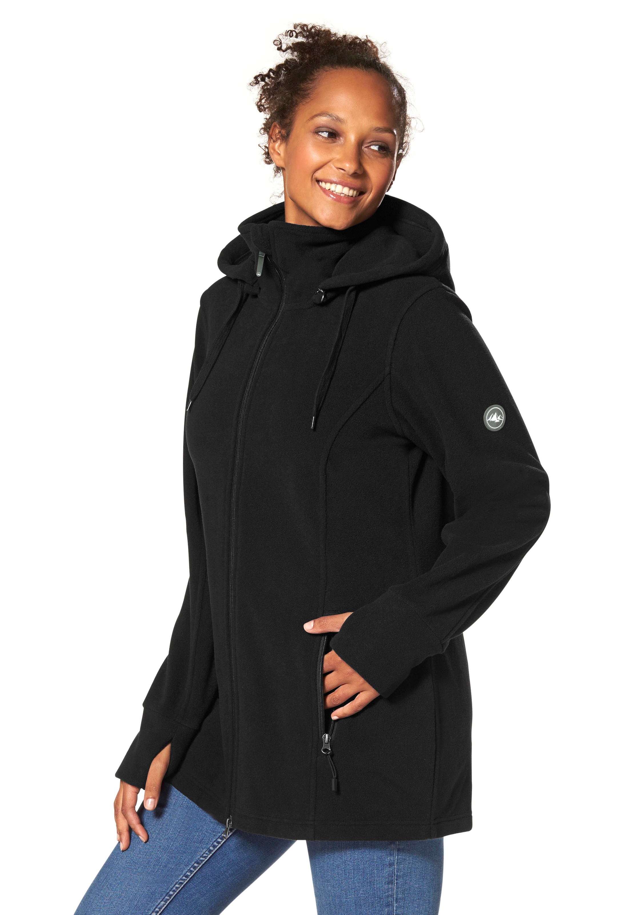 Polarino Fleecejacke, mit Kapuze, für kalte Tage, aus Fleece, sportlicher S günstig online kaufen