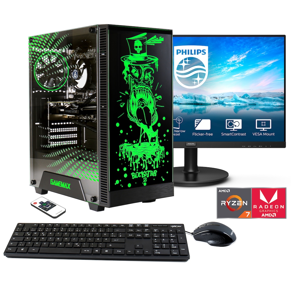 Hyrican PC-Komplettsystem »Multimedia Rockstar SET02175«, Windows 11, inklusive 27" Monitor Philips 271V8LA