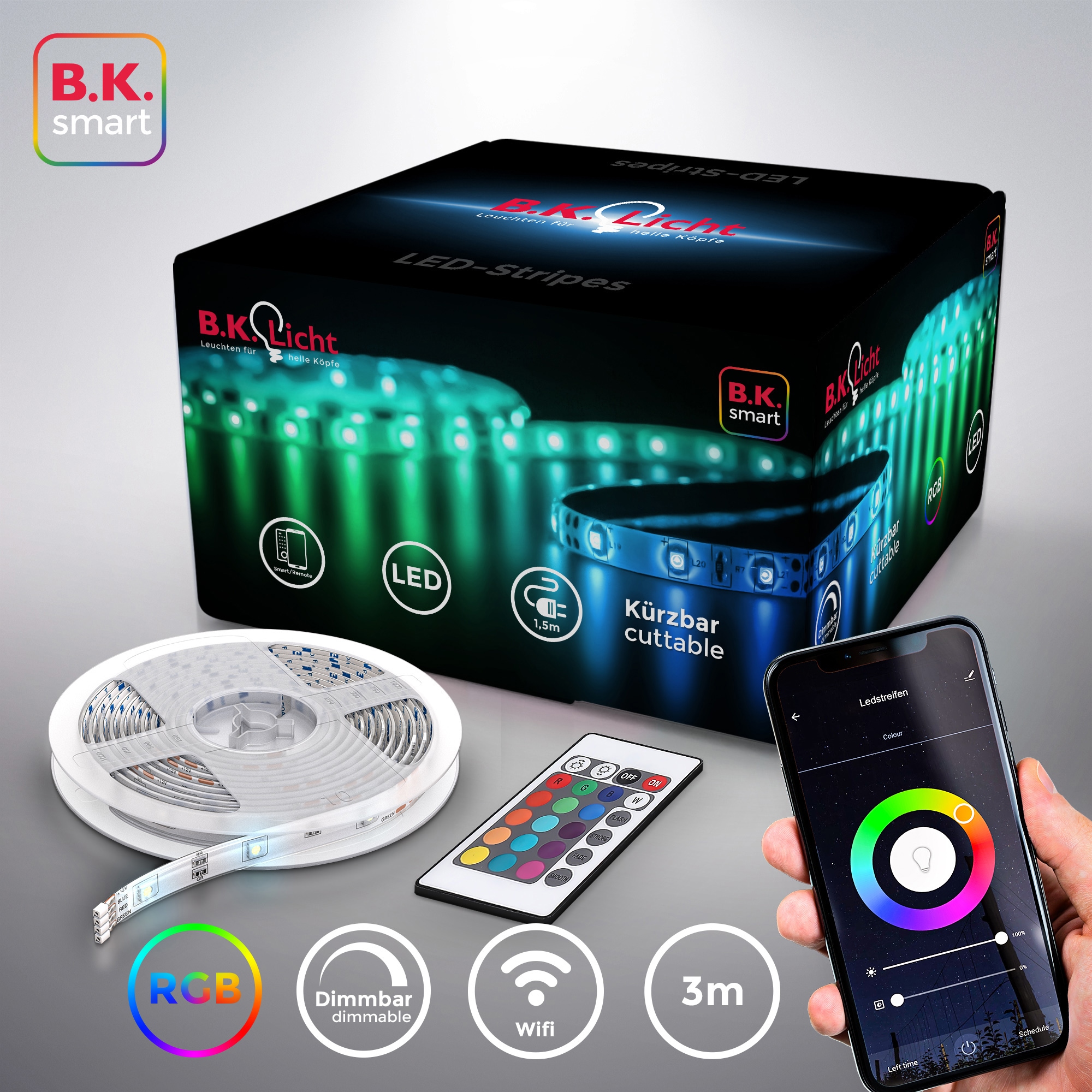 B.K.Licht LED-Streifen, 3m Smart bestellen dimmbar Band/Stripes | BAUR WiFi Home LED App-Steuerung mit