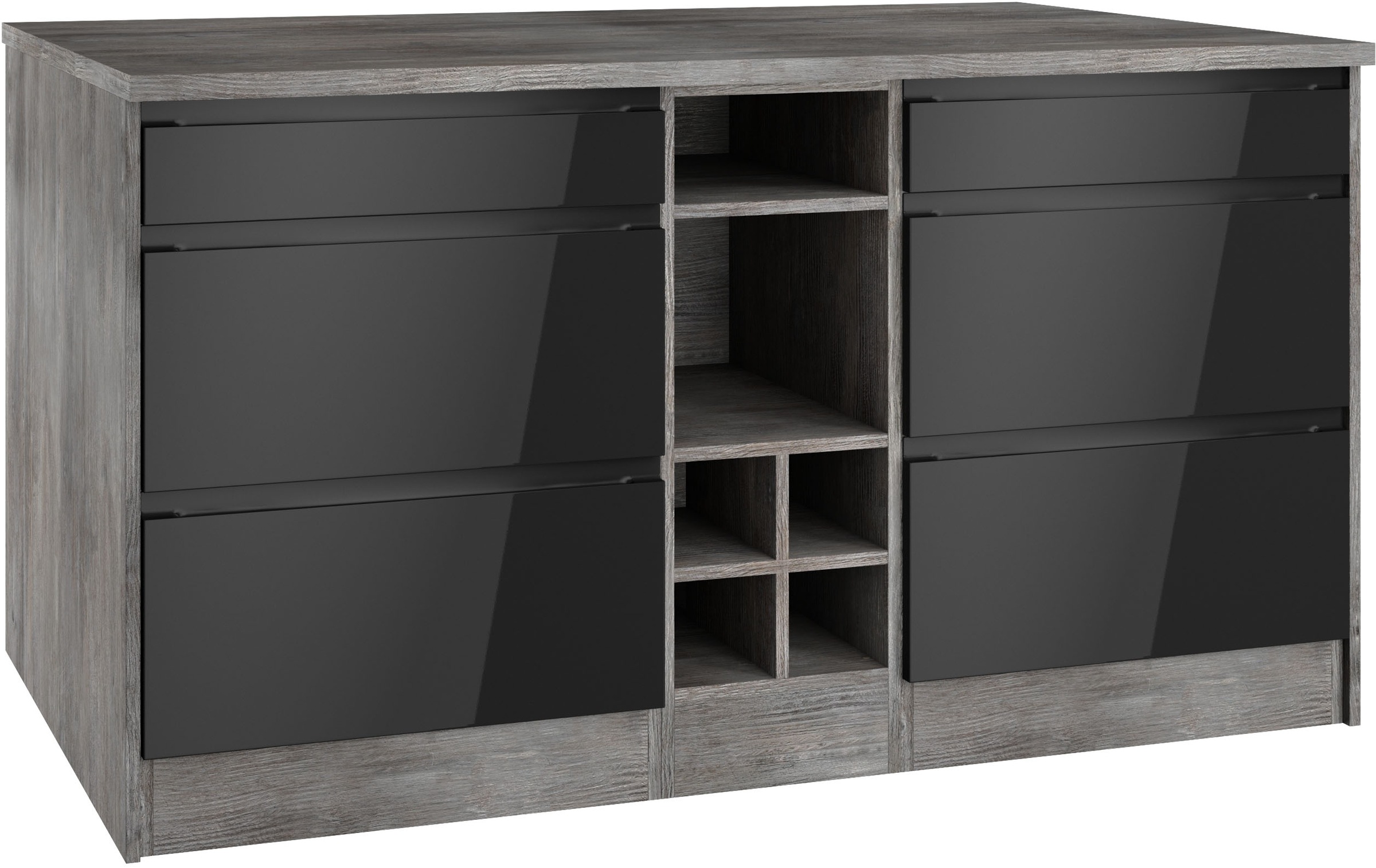 HELD MÖBEL Kücheninsel "Virginia", Breite 153 cm, MDF-Fronten, Flaschenrega günstig online kaufen