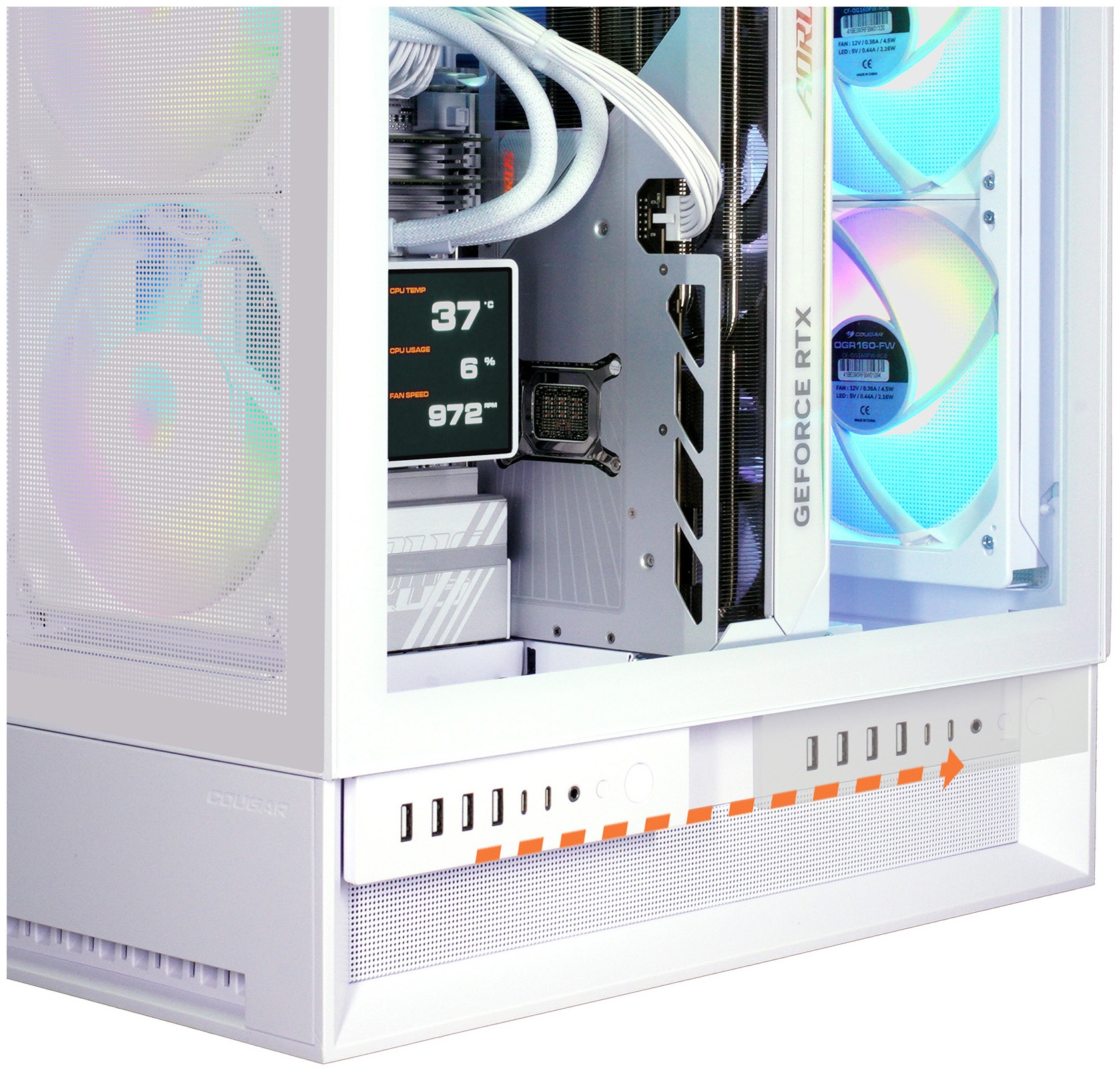 Cougar Gaming-PC »OmnyX WT 8059 AMD Ryzen 7 9700X 32GB DDR5 2TB SSD RTX 5080« Windows 11, DDR5 RAM, Wasserkühlung