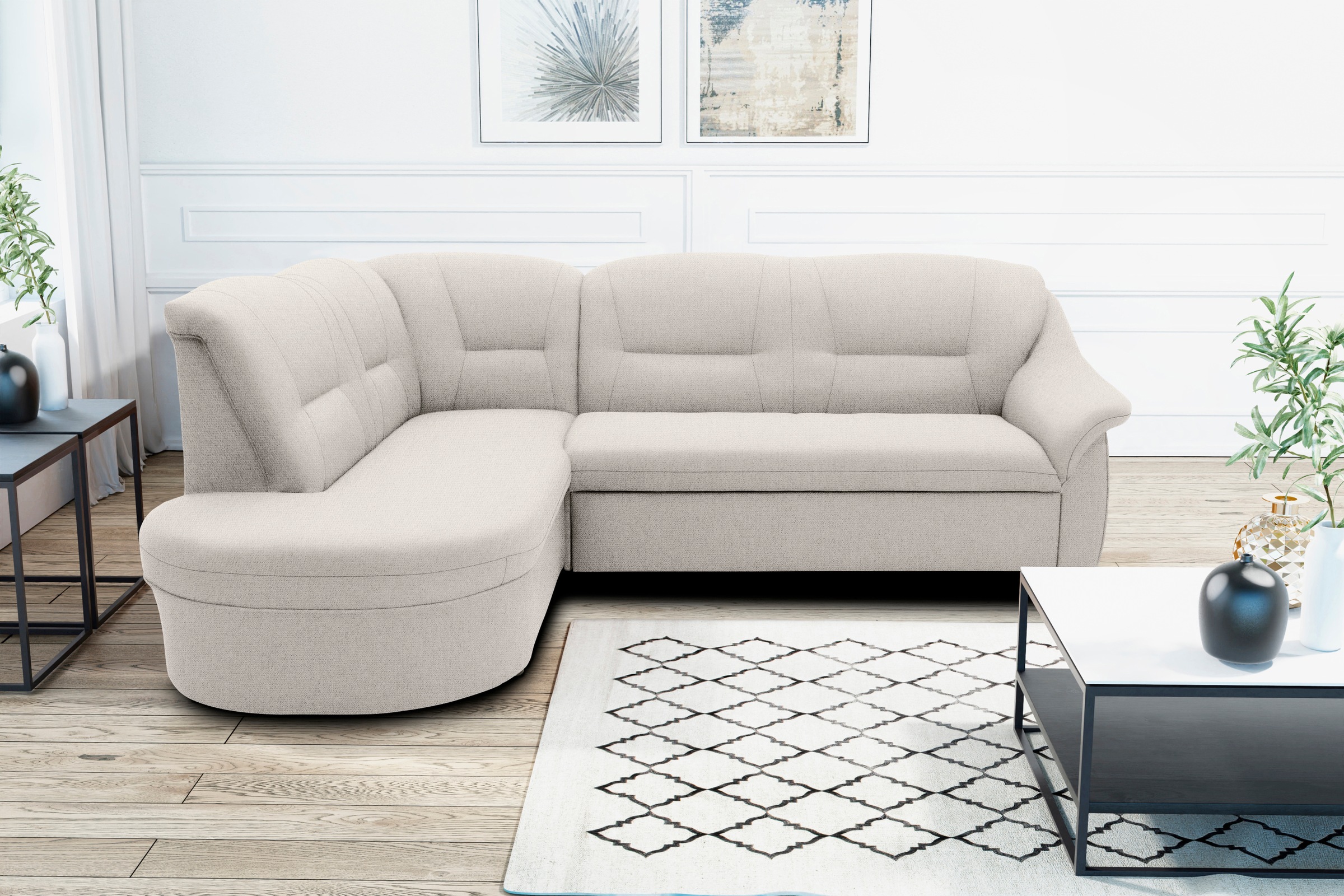DOMO collection Ecksofa "Faenza für kleine Räume, Stellmaße 232x176cm, komf günstig online kaufen