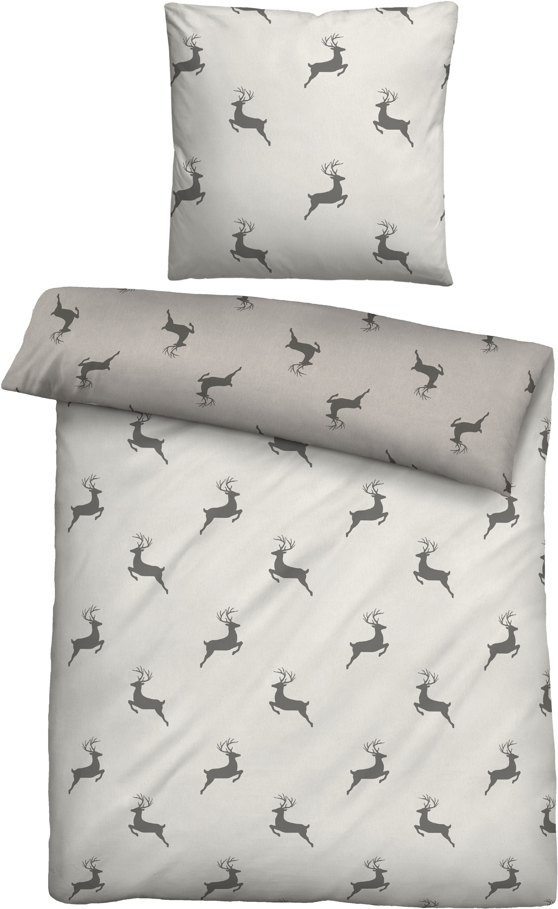 Thumbnail - Biberna Wendebettwäsche "Cardo in Gr. 135x200 oder 155x220 cm" 2 Stk. Flanell kuschelig warm im Winter, Bettwäsche mit H...