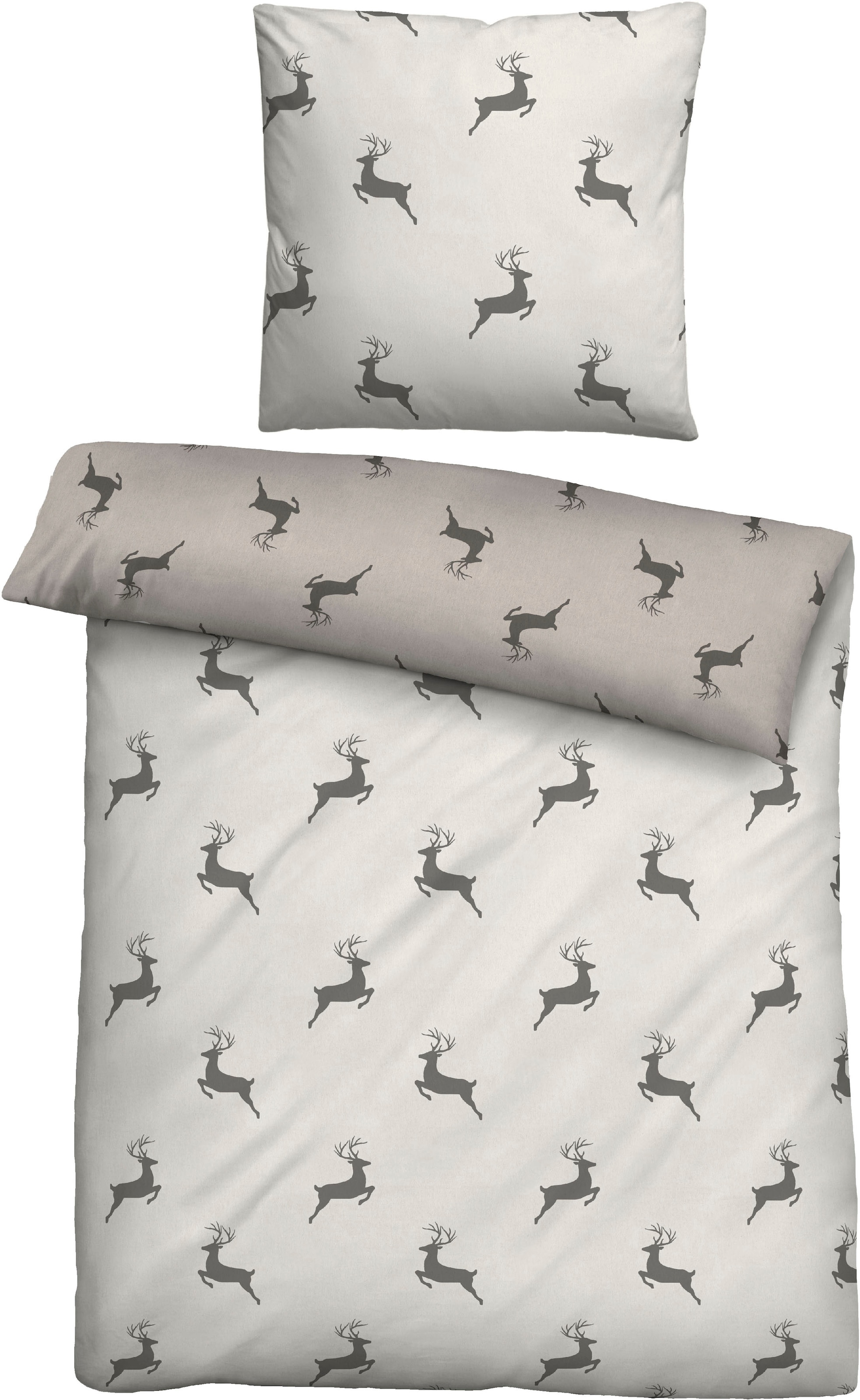 Thumbnail - Biberna Wendebettwäsche "Cardo in Gr. 135x200 oder 155x220 cm" 2 Stk. tlg. Flanell kuschelig warm im Winter, Bettwäsche ...