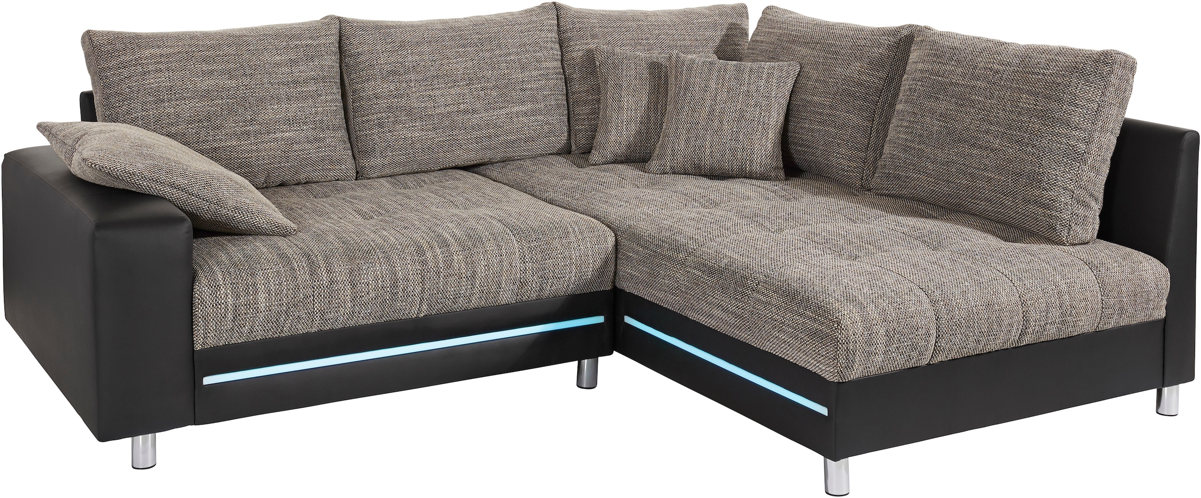 Mr. Couch Ecksofa »Tobi L-Form«, wahlweise mit Kaltschaum (140kg Belastung/Sitz), RGB-LED-Beleuchtung