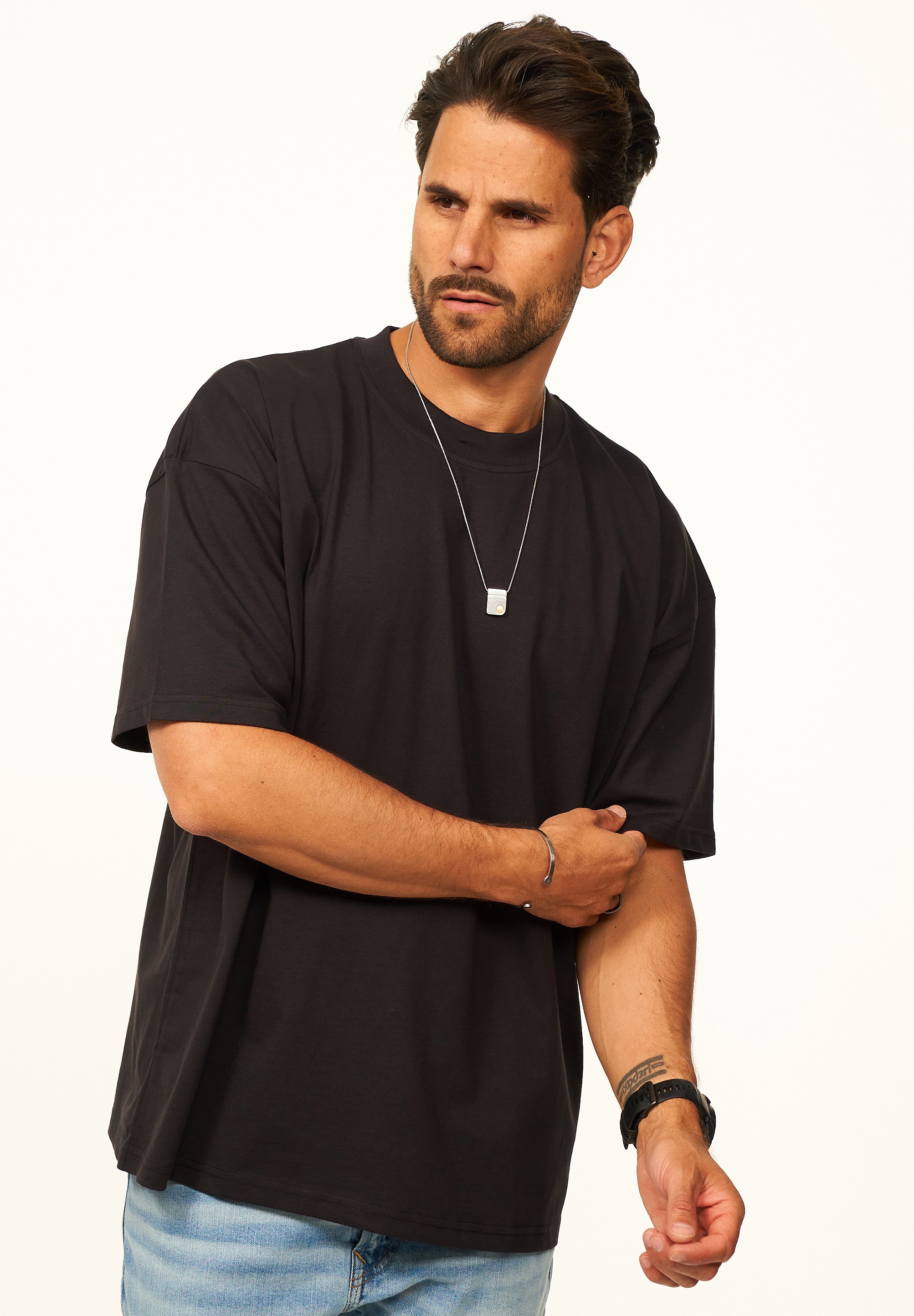 Daily Cotton T-Shirt »Kurzarm Oversize aus 100% Baumwolle mit Rundhalsausschnitt Crew Neck für Herren« Basic Oberteil Crew-Neck kurzärmlig aus 100% Baumwolle für Männer