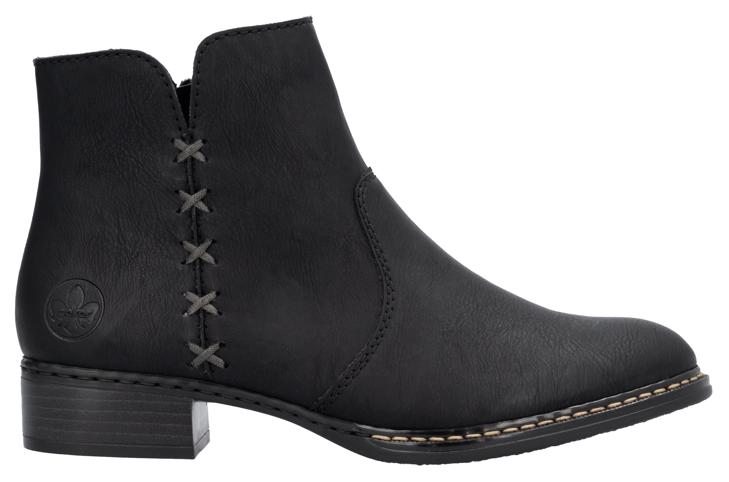Rieker Stiefelette, Reißverschluss-Stiefelette, Ankelboots mit Blockabsatz
