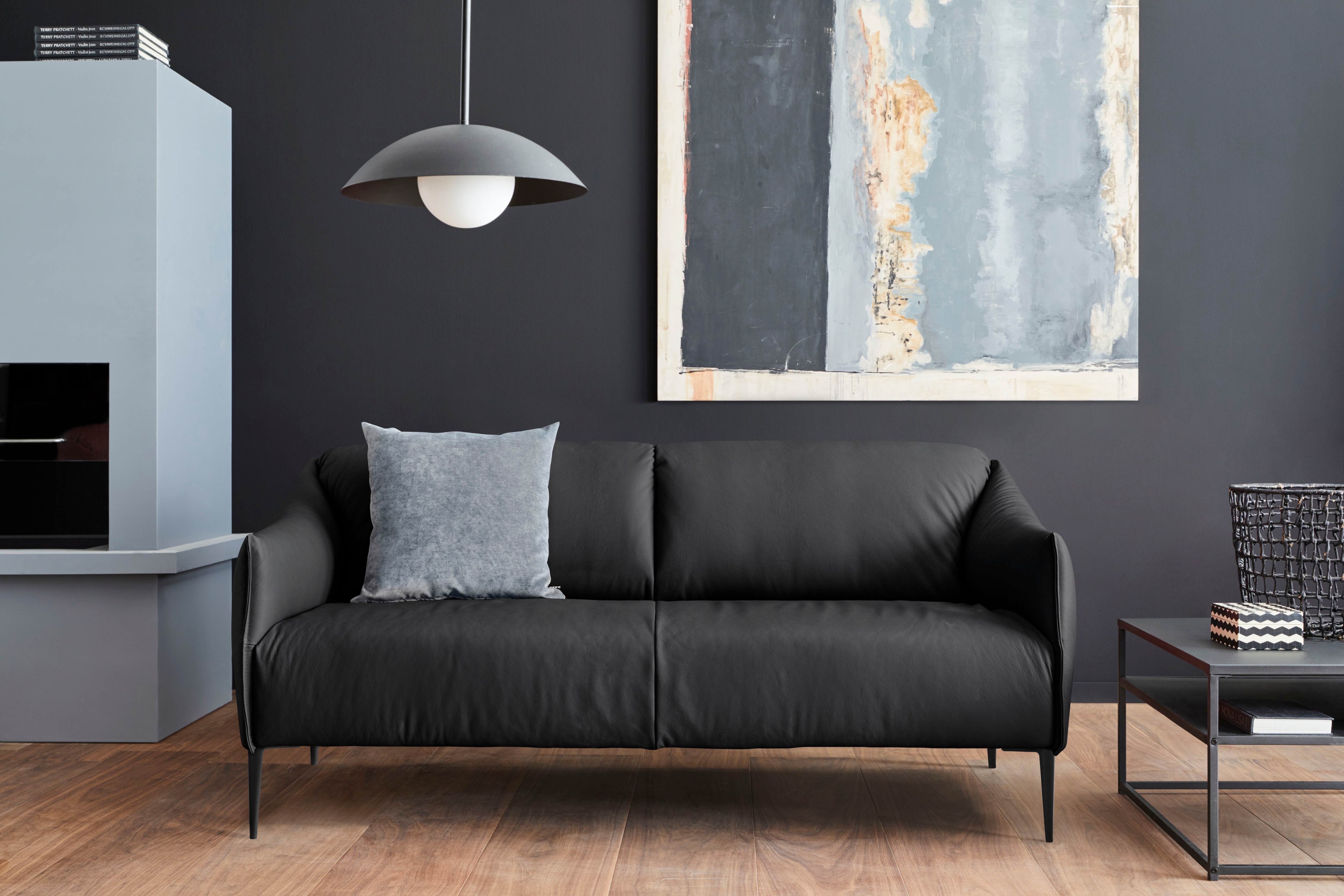 W.SCHILLIG 2,5-Sitzer "sally Design-Sofa, Loungesofa, bequem, schmale Armlehnen, Breite 194cm" mit Metallfüßen in Schwarz pulverbeschichtet, Breite 194 cm